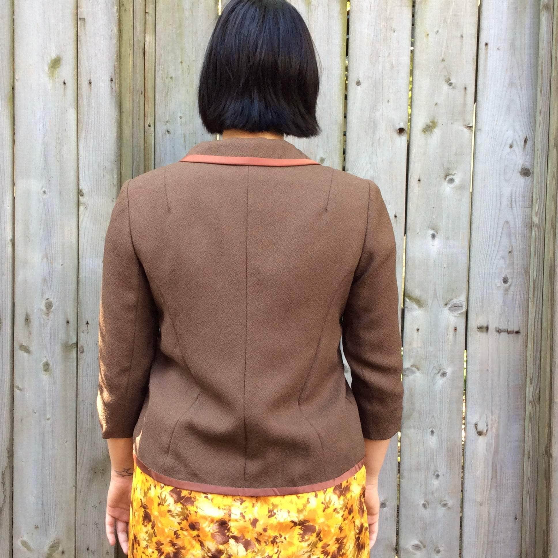 1960s ¾ Sleeve Brown Wool English Blazer Medium - Image 4