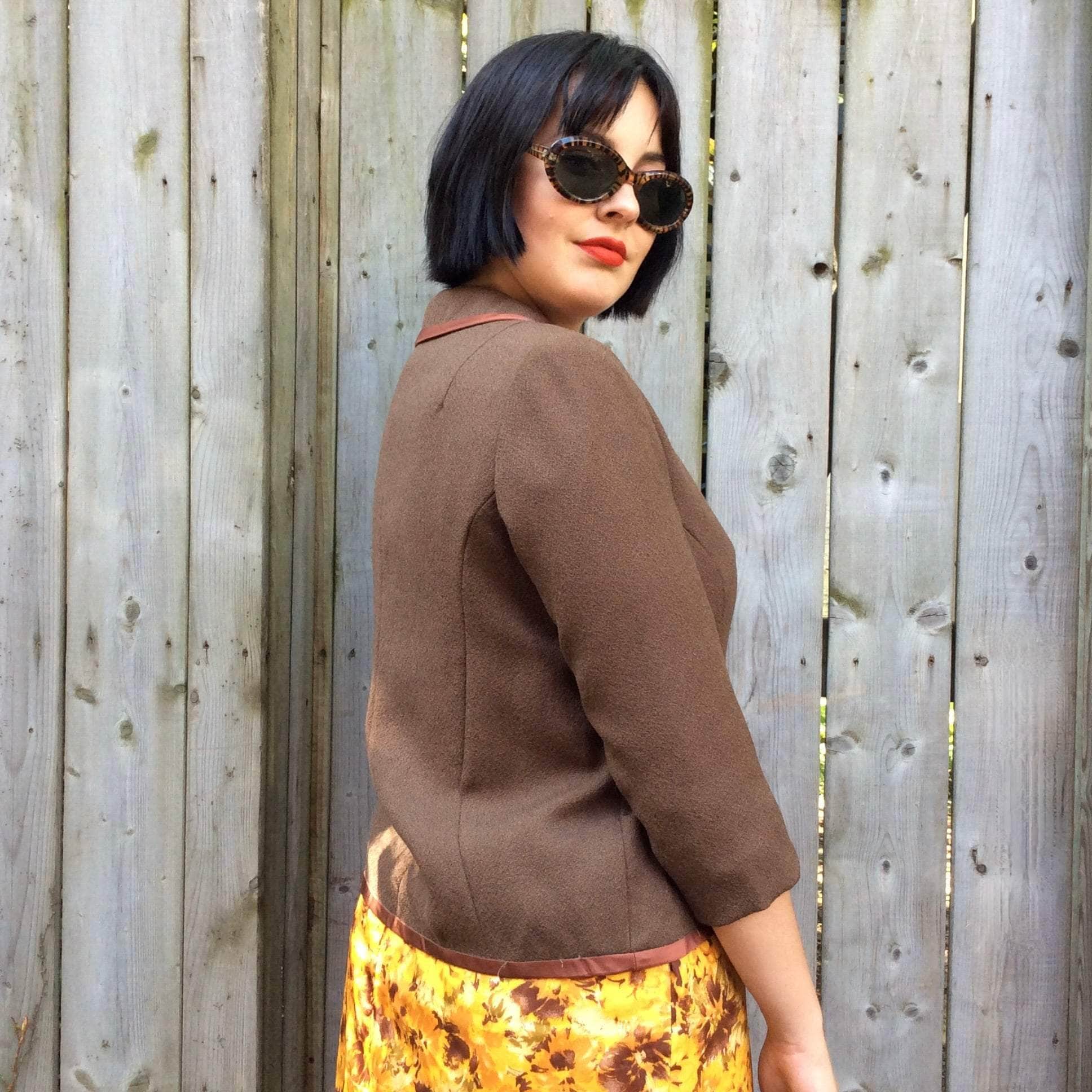 1960s ¾ Sleeve Brown Wool English Blazer Medium - Image 5