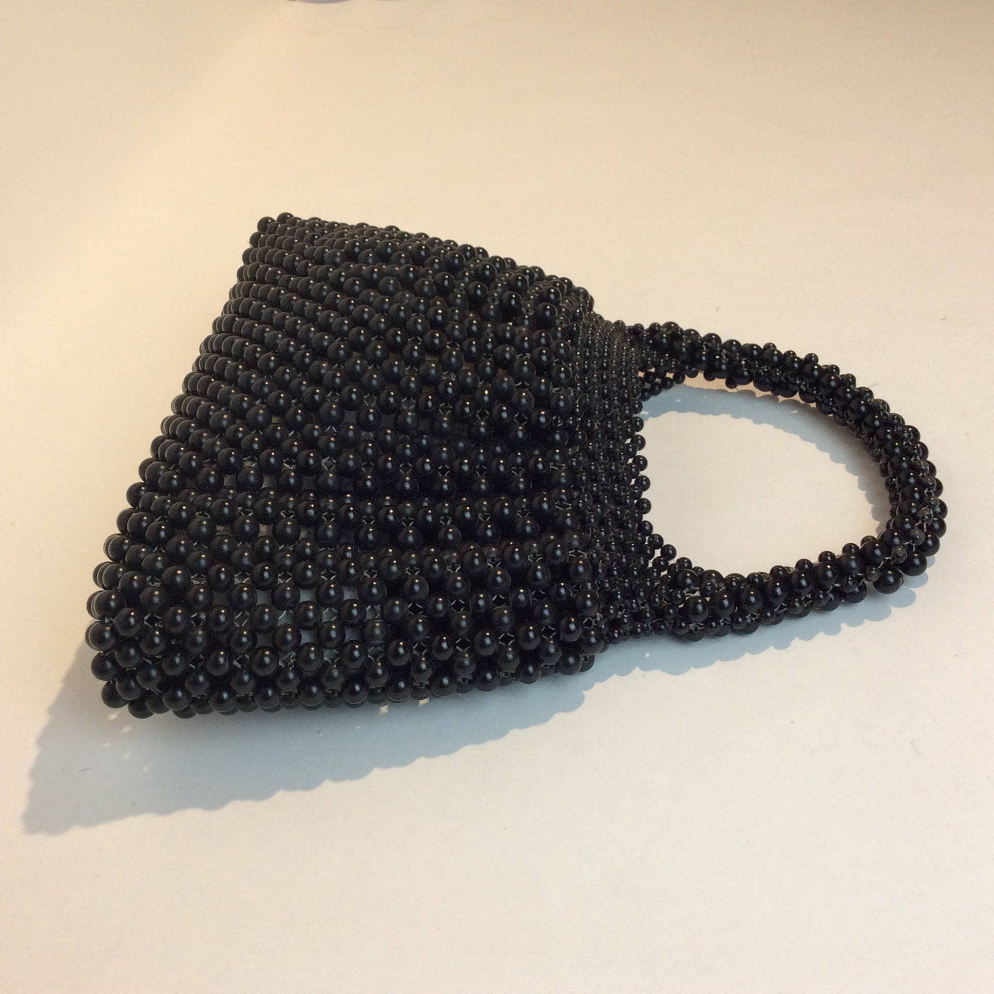 1960s Small Black Beaded Purse