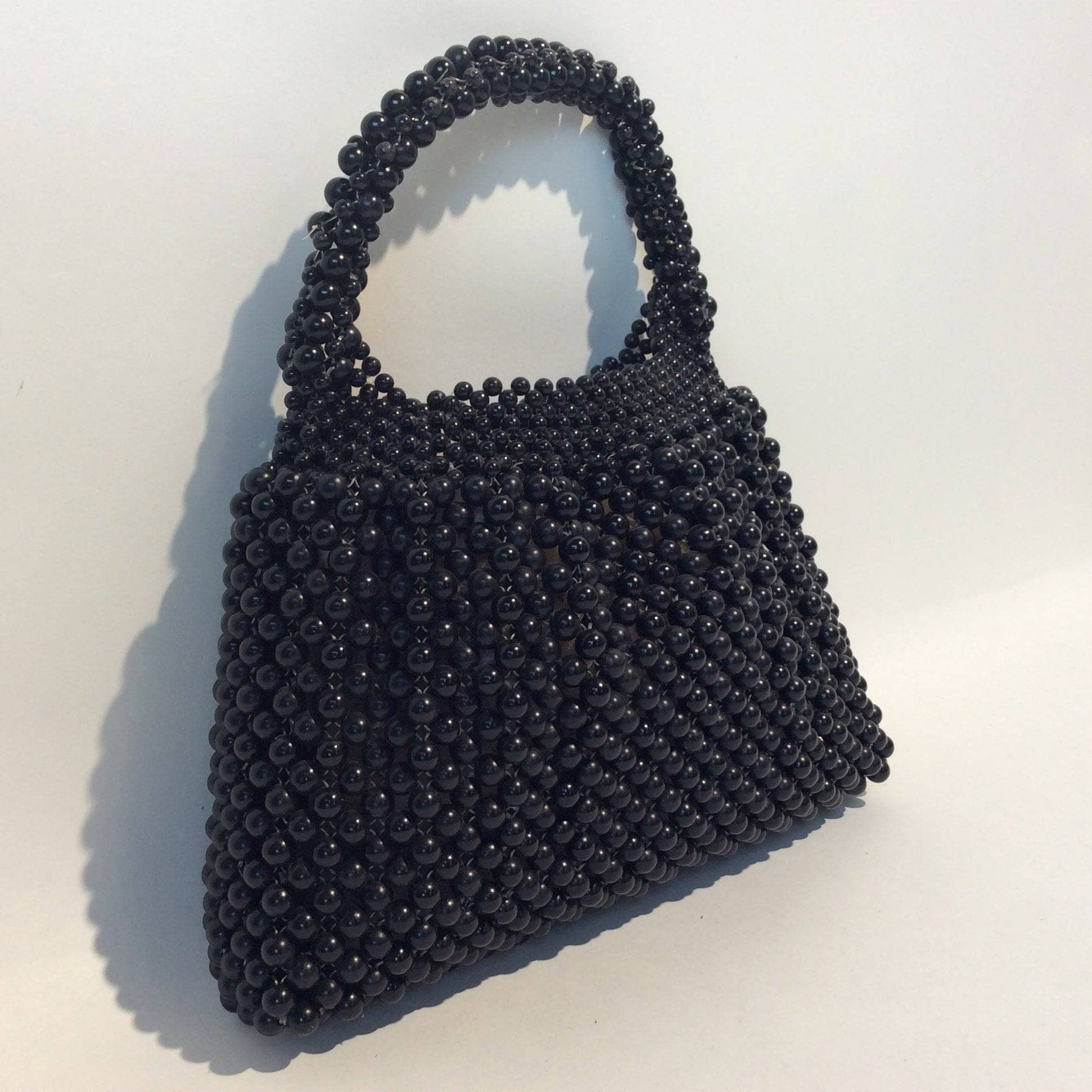 1960s Small Black Beaded Purse - Image 3