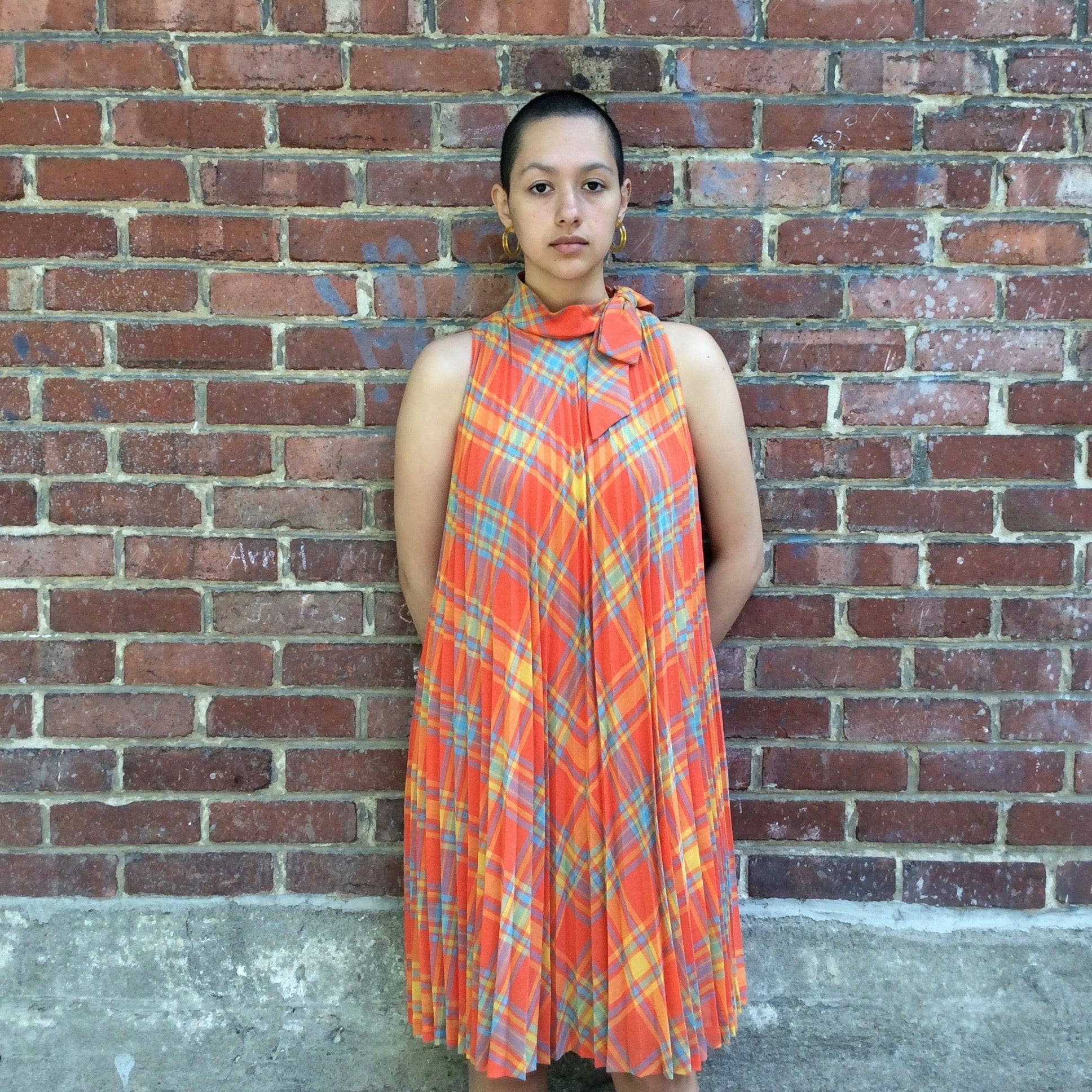1960s Sunburst Pleated Tent Dress Small/Medium - Image 3