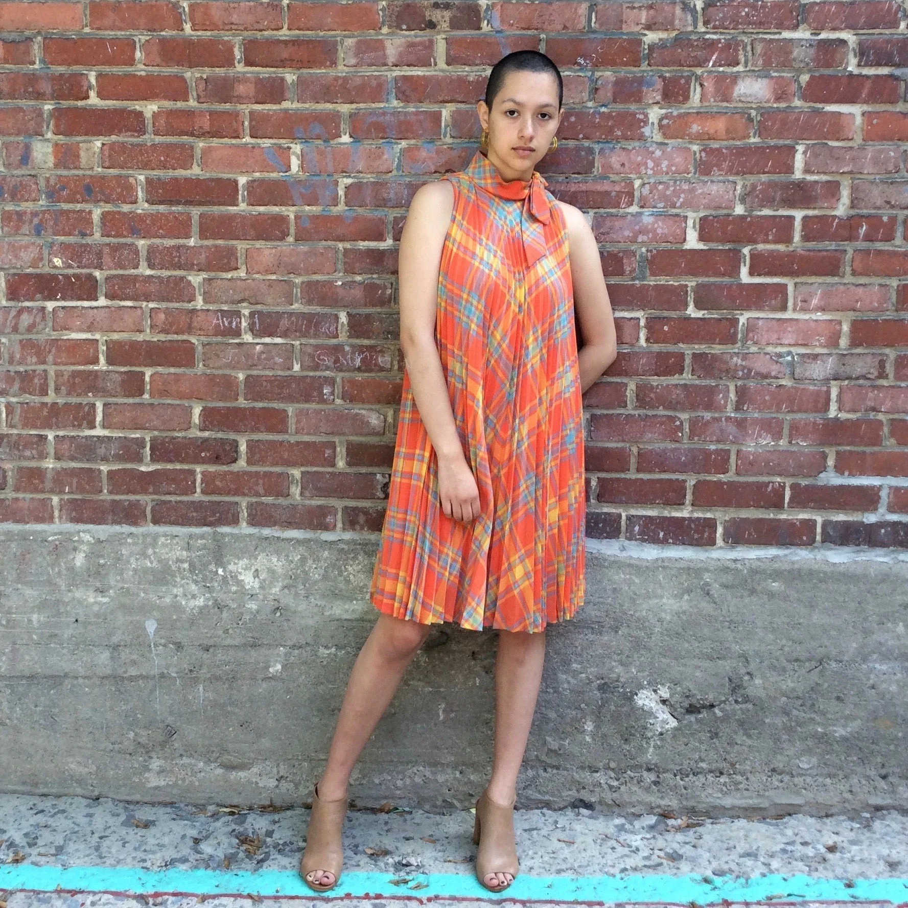 1960s Sunburst Pleated Tent Dress Small/Medium - Image 4