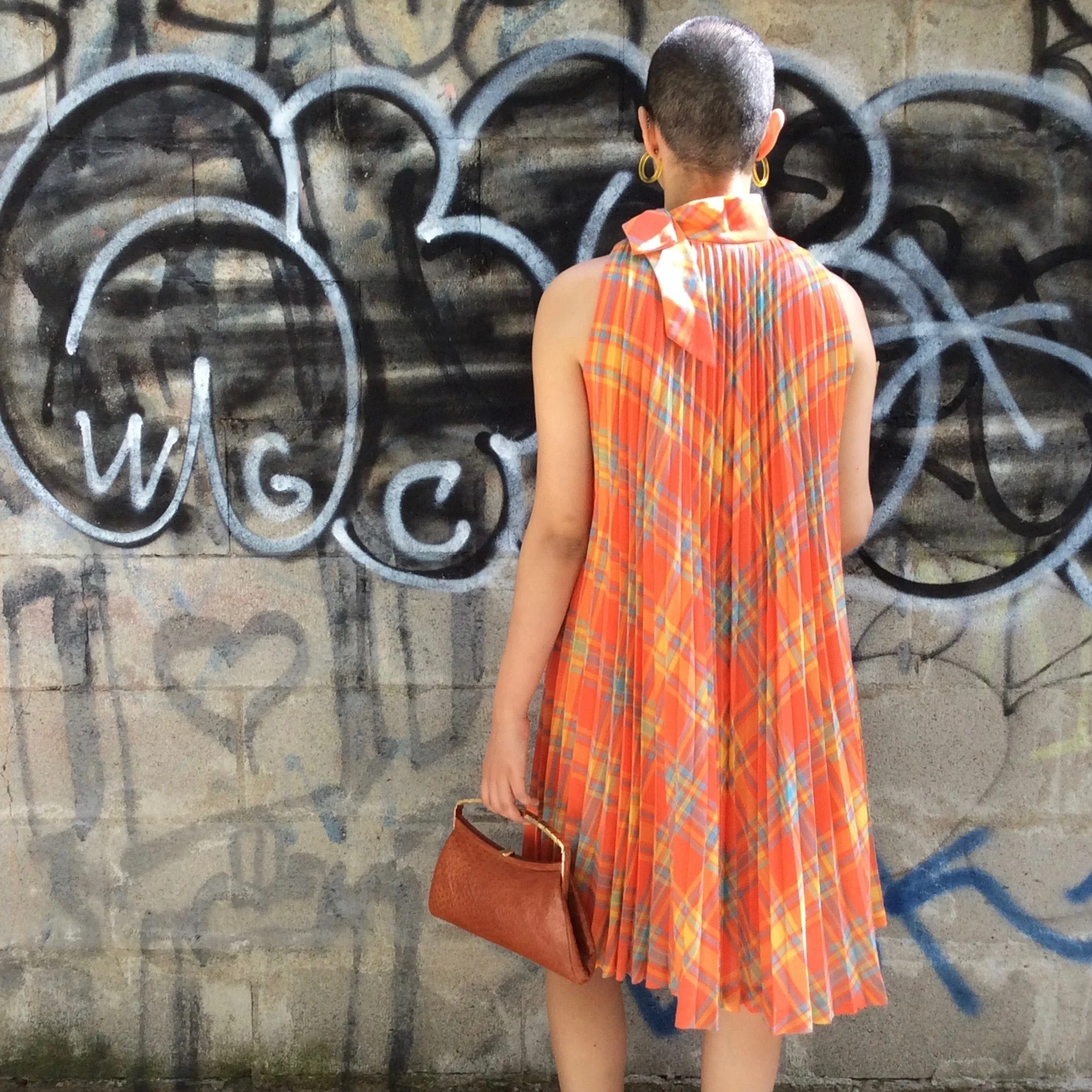 1960s Sunburst Pleated Tent Dress Small/Medium - Image 5