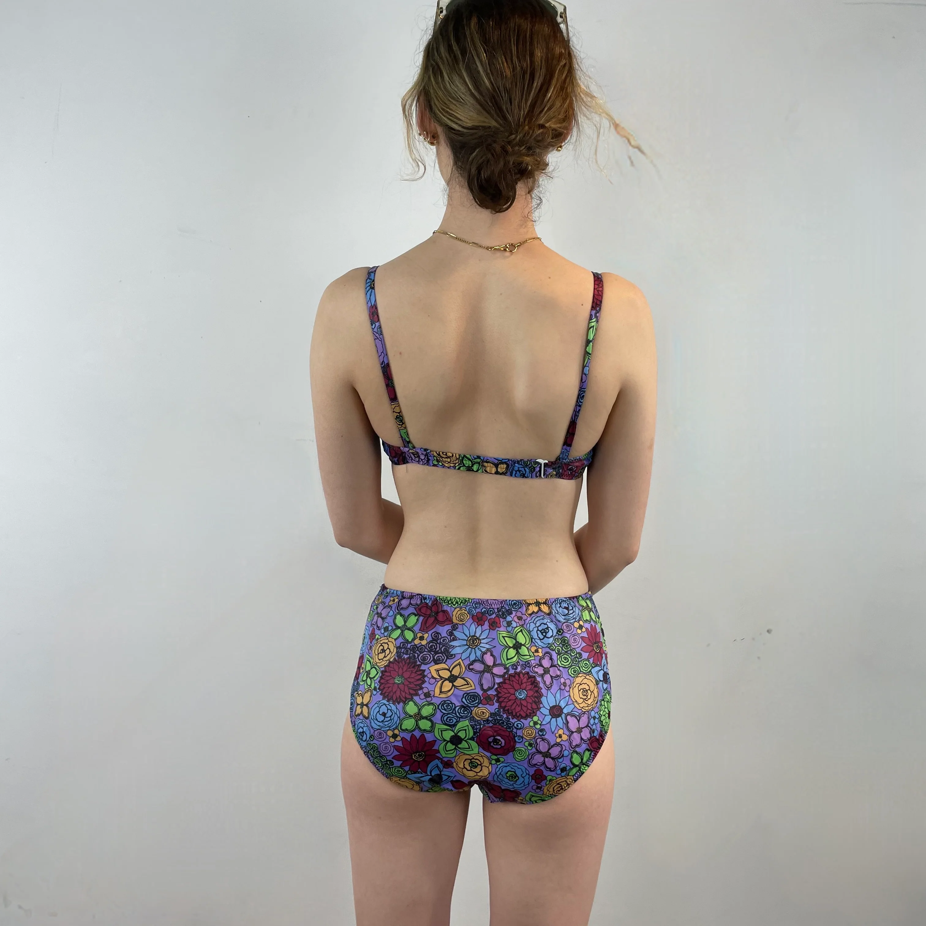 1960s Two Piece Floral Bikini Small - Image 3