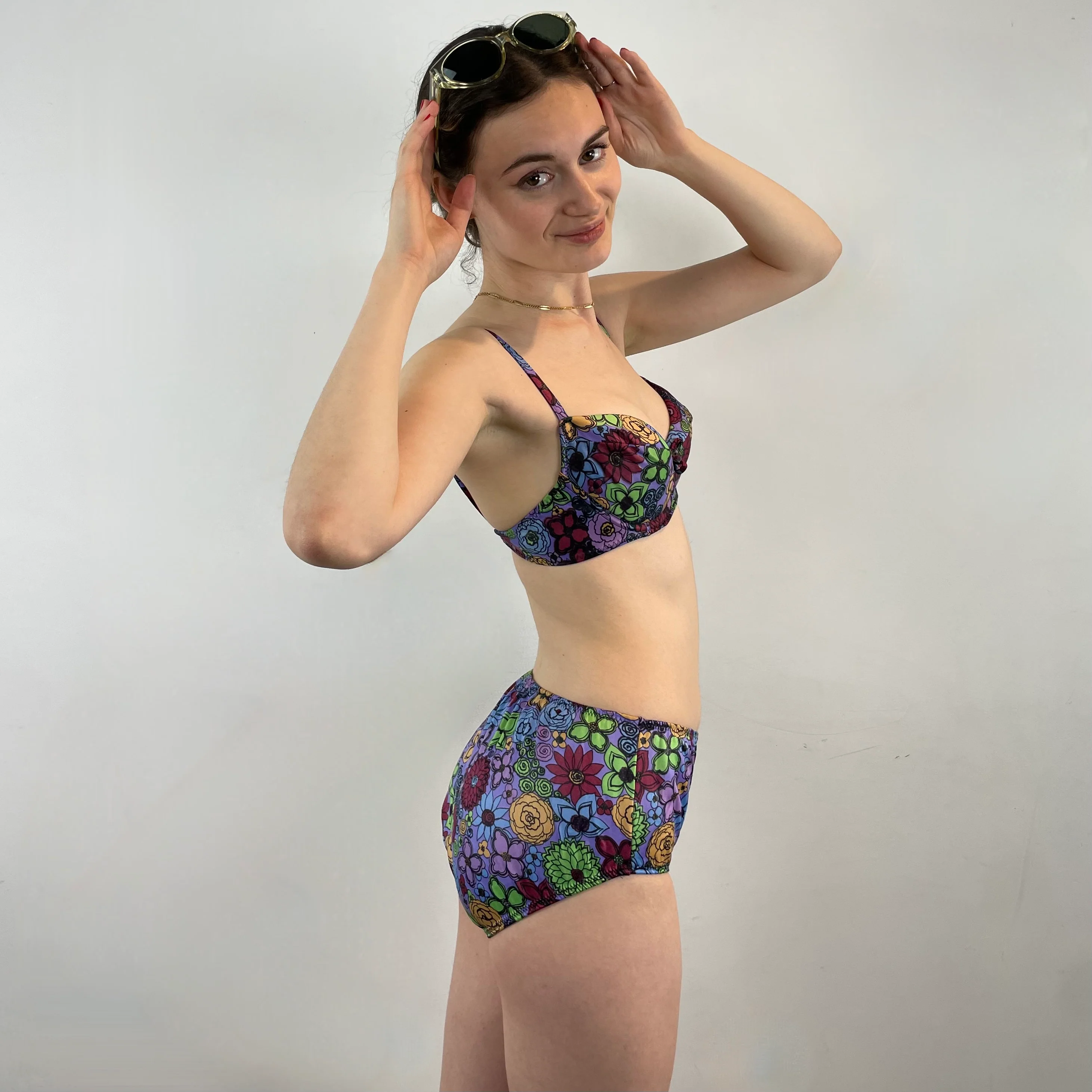 1960s Two Piece Floral Bikini Small - Image 5