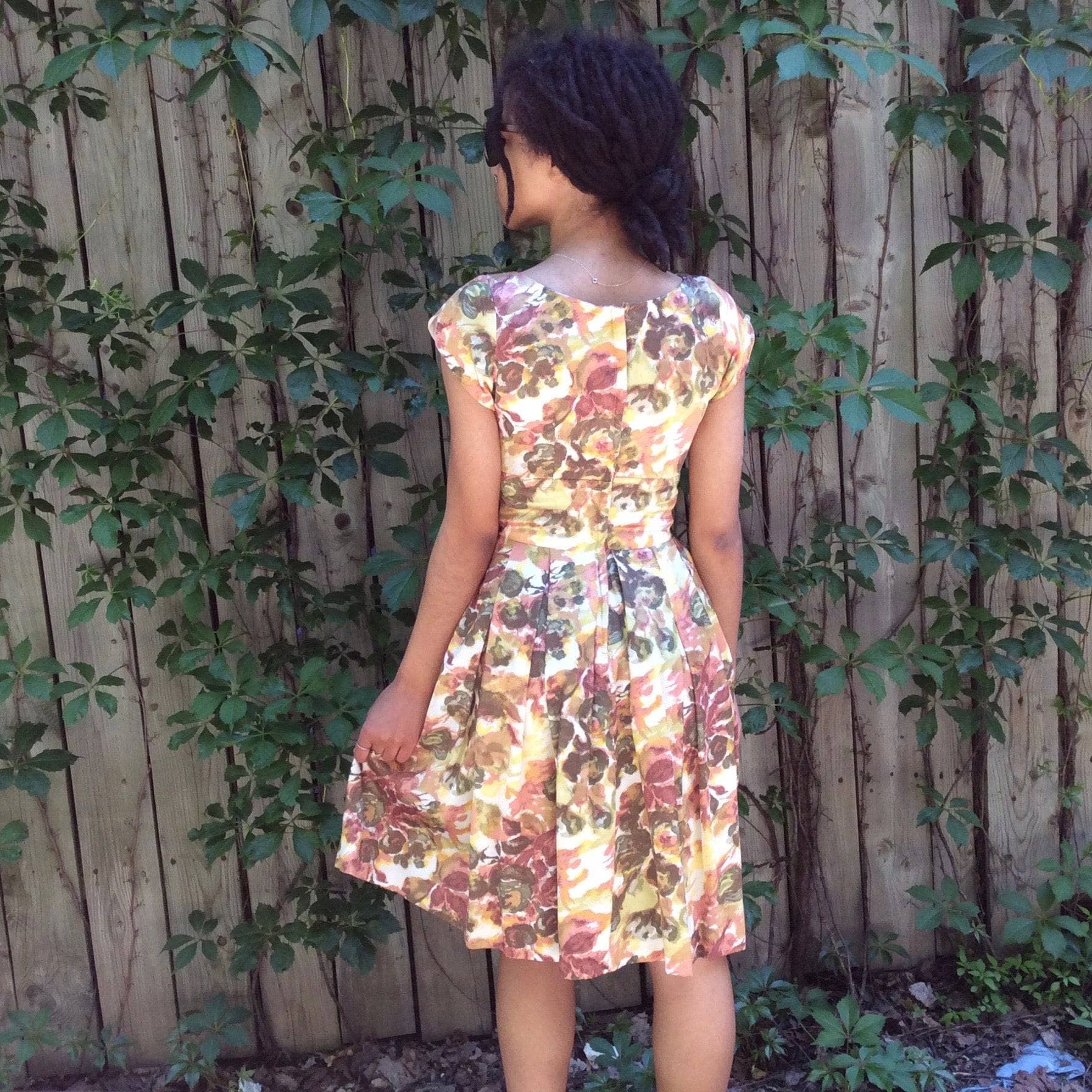 1960s Vintage floral print petite dress Extra Small - Image 2