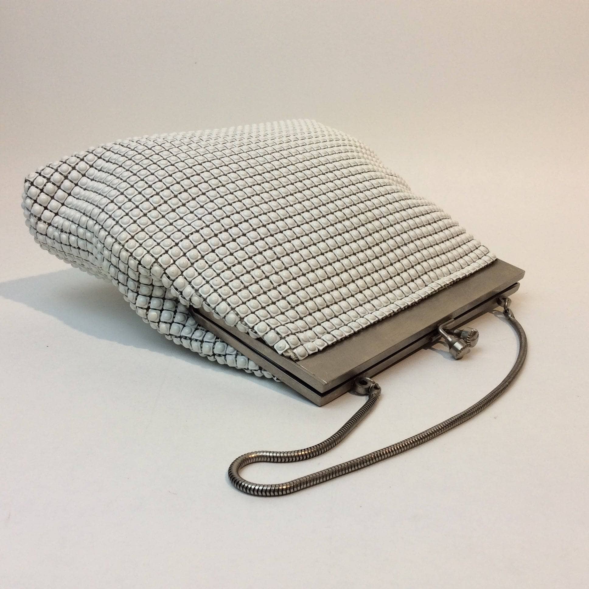 1960s "Geo Mercier" White Beaded Textured Evening Bag - Image 4
