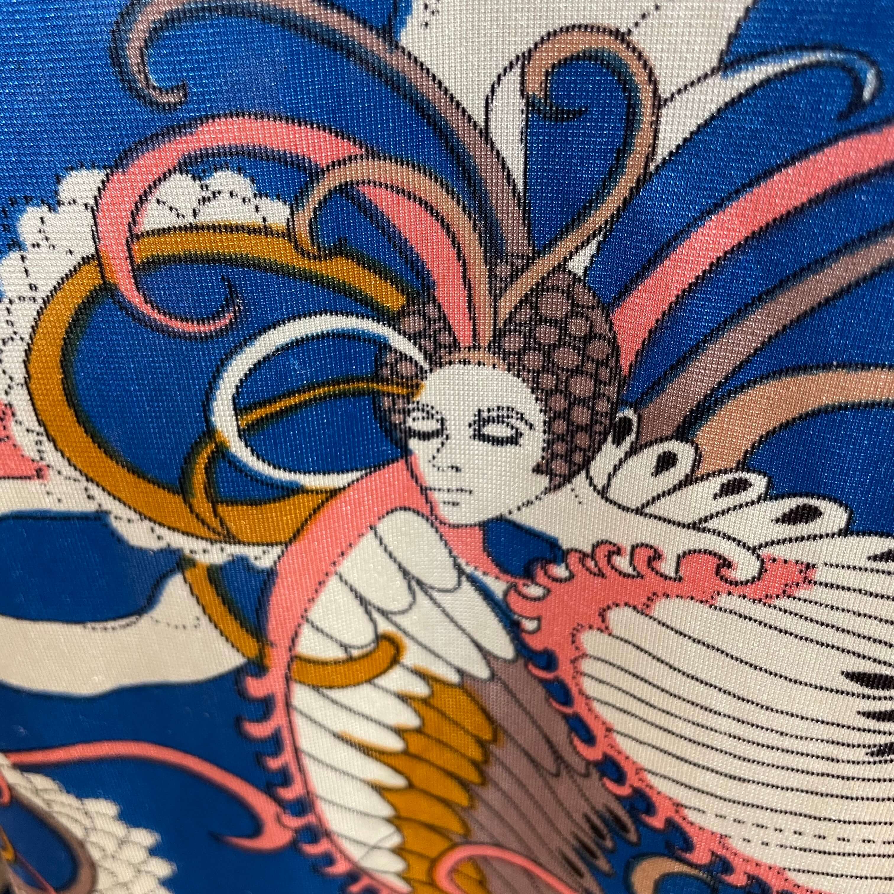 1970s Blue Cosmic Patterned Long Sleeve Empire Waist Maxi Dress Small - Image 6