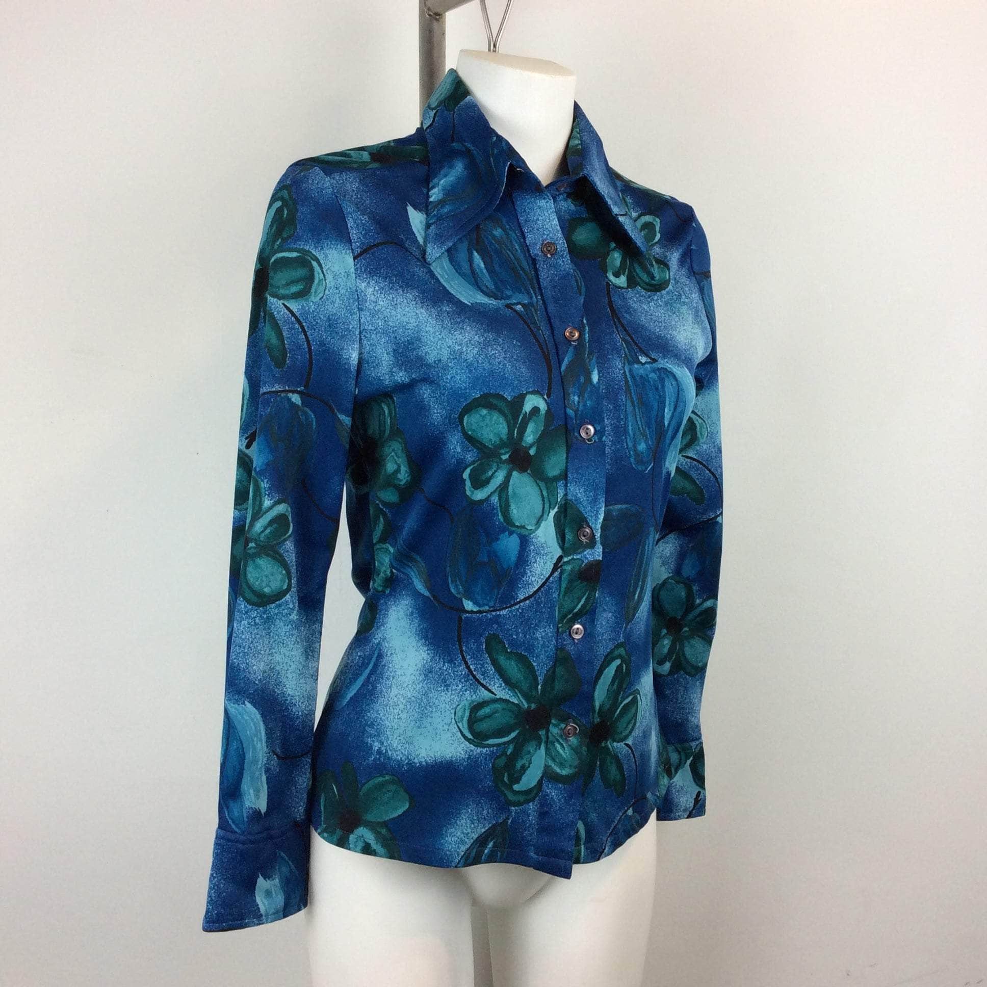 1970s Bold Floral Print Blouse Small/Medium - Image 3