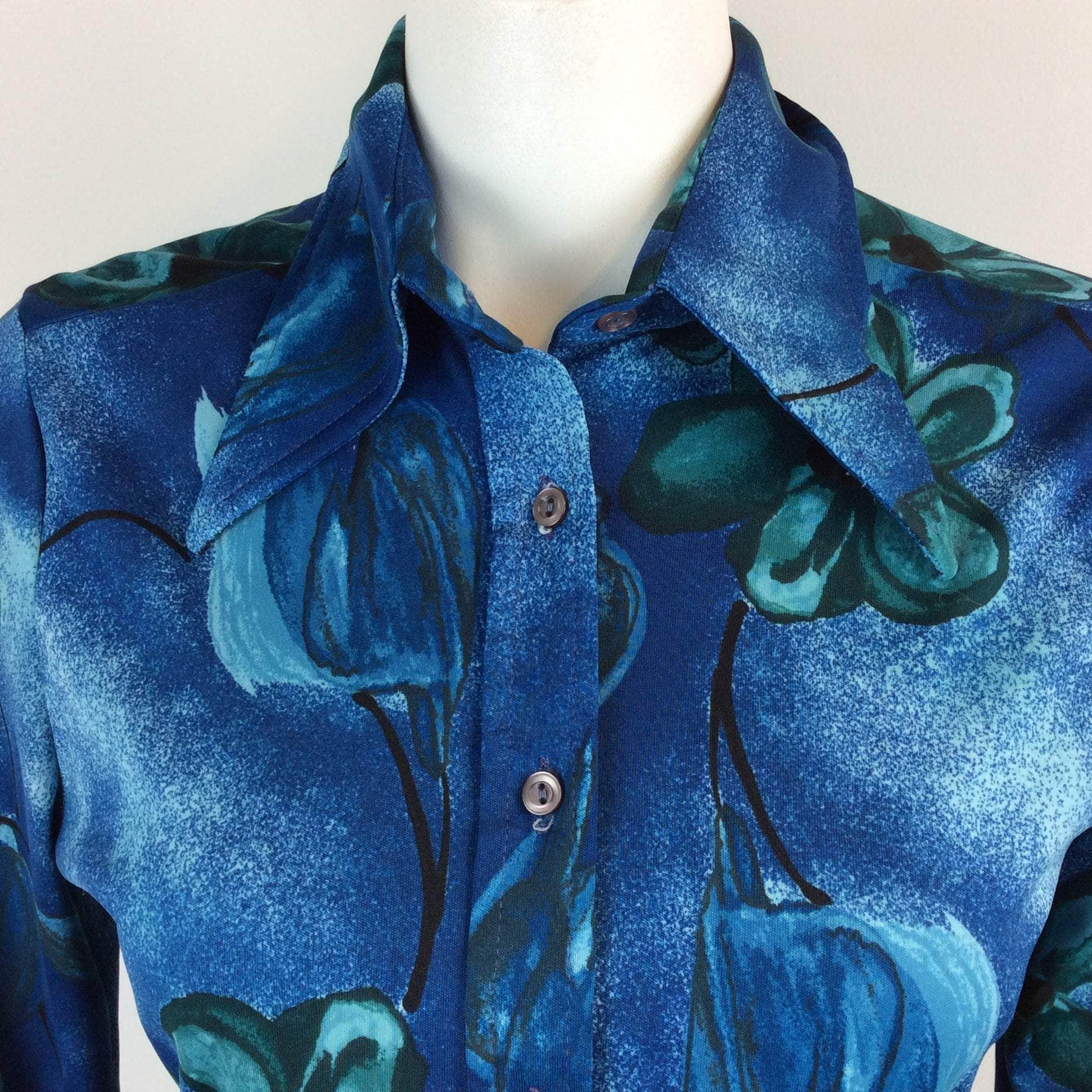 1970s Bold Floral Print Blouse Small/Medium - Image 5