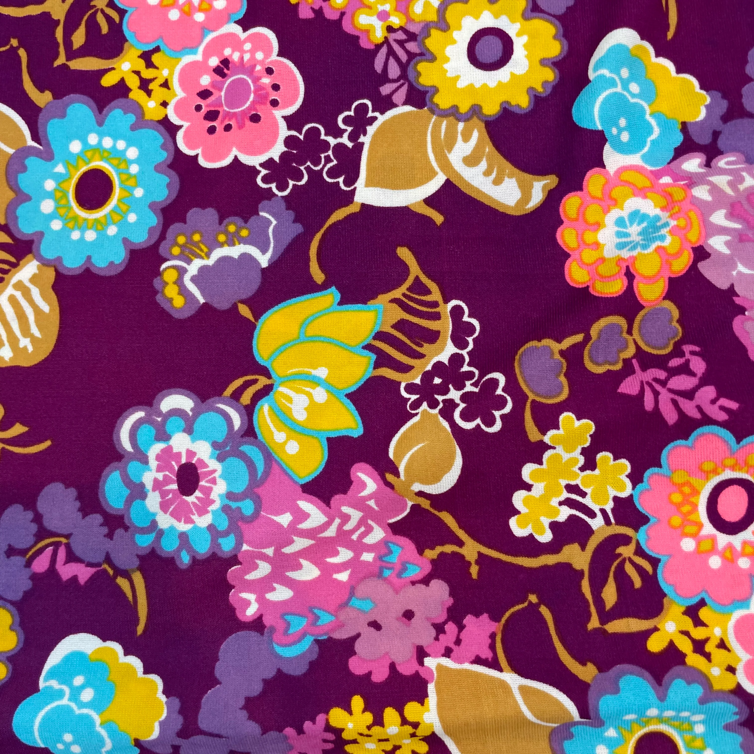 1970s Bold Floral Long-Sleeved Maxi Dress with Ruched Bodice Small - Image 3