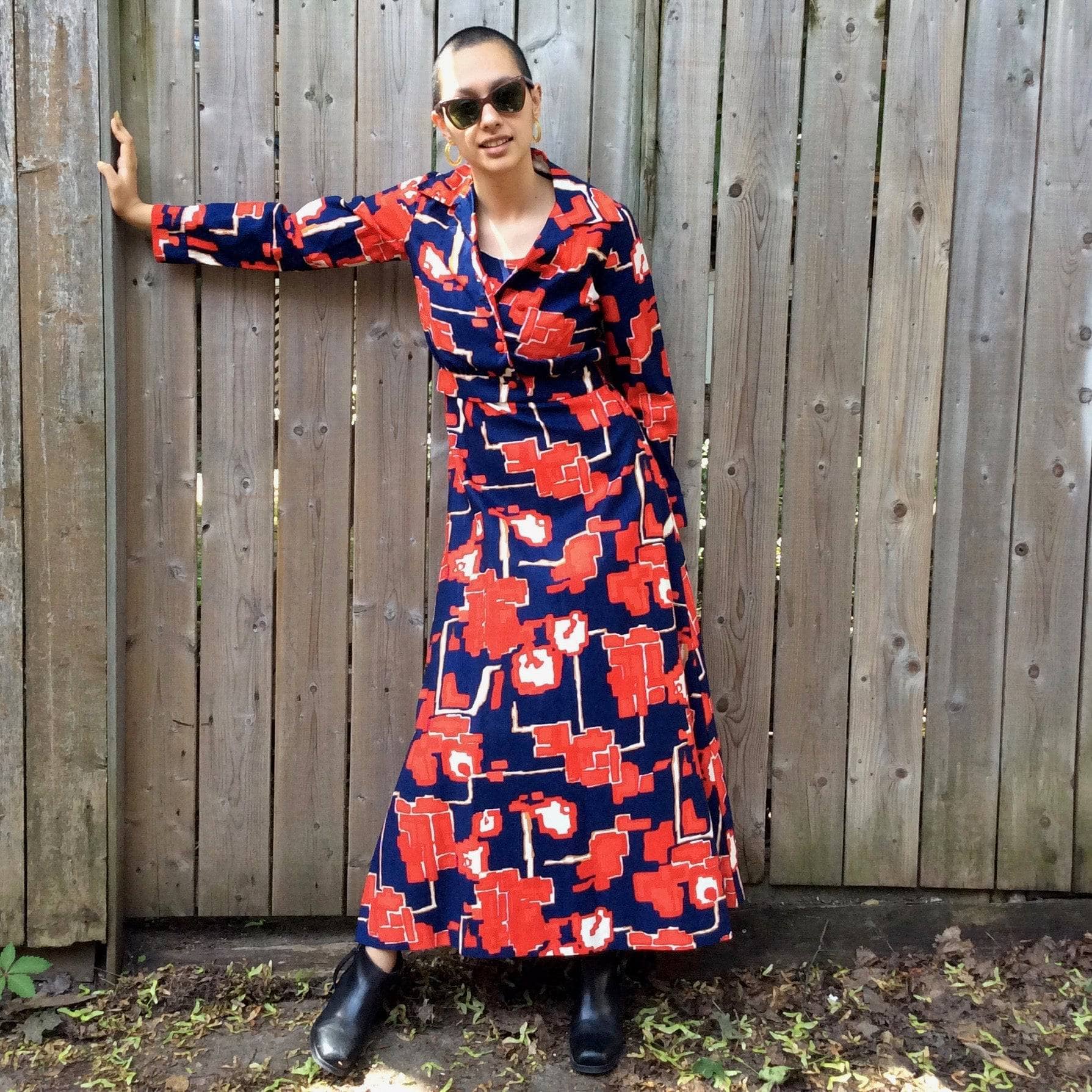 1970s Bold Print Maxi Dress and Bolero Jacket Set S/M - Image 3