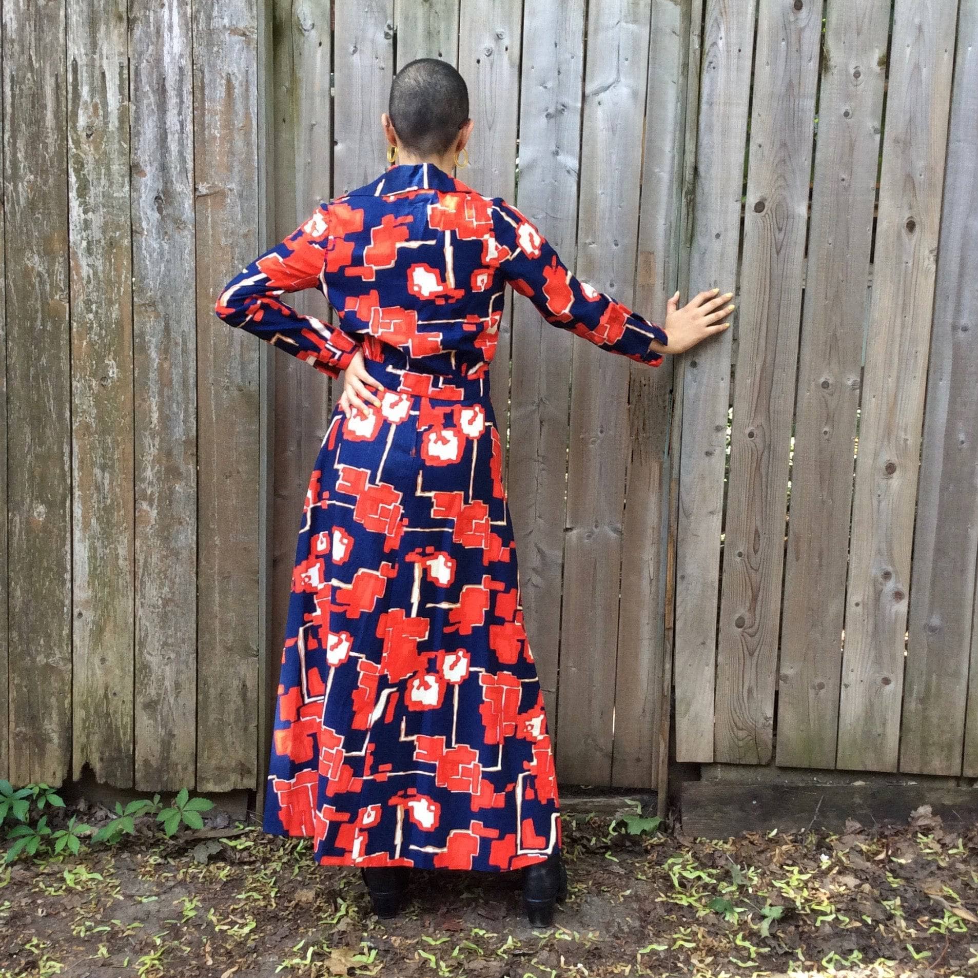 1970s Bold Print Maxi Dress and Bolero Jacket Set S/M - Image 5