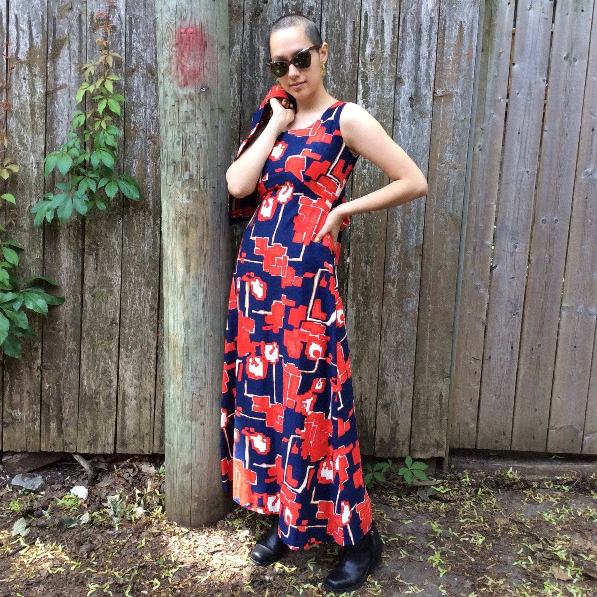 1970s Bold Print Maxi Dress and Bolero Jacket Set S/M - Image 6
