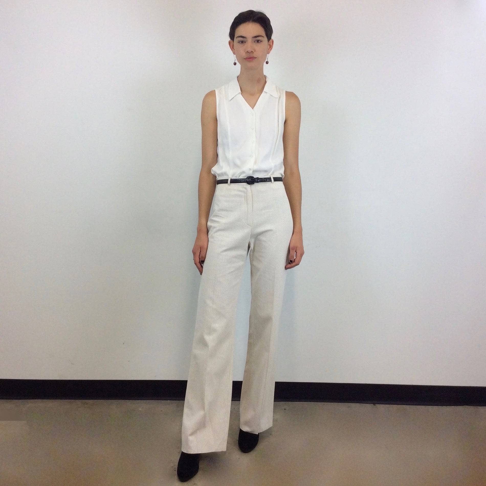 1970s Cotton and Linen Wide Leg Pants S-M