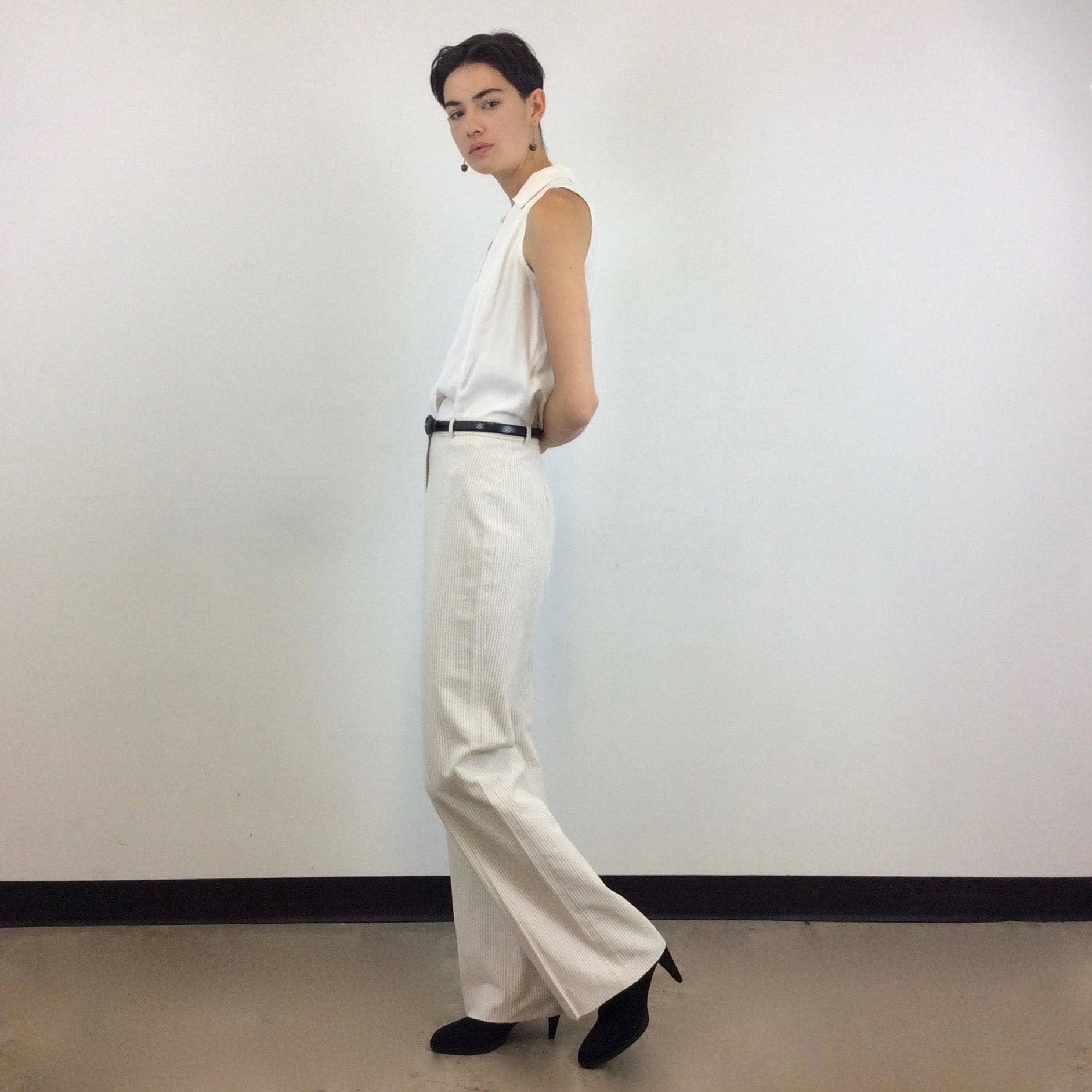 1970s Cotton and Linen Wide Leg Pants S-M - Image 3
