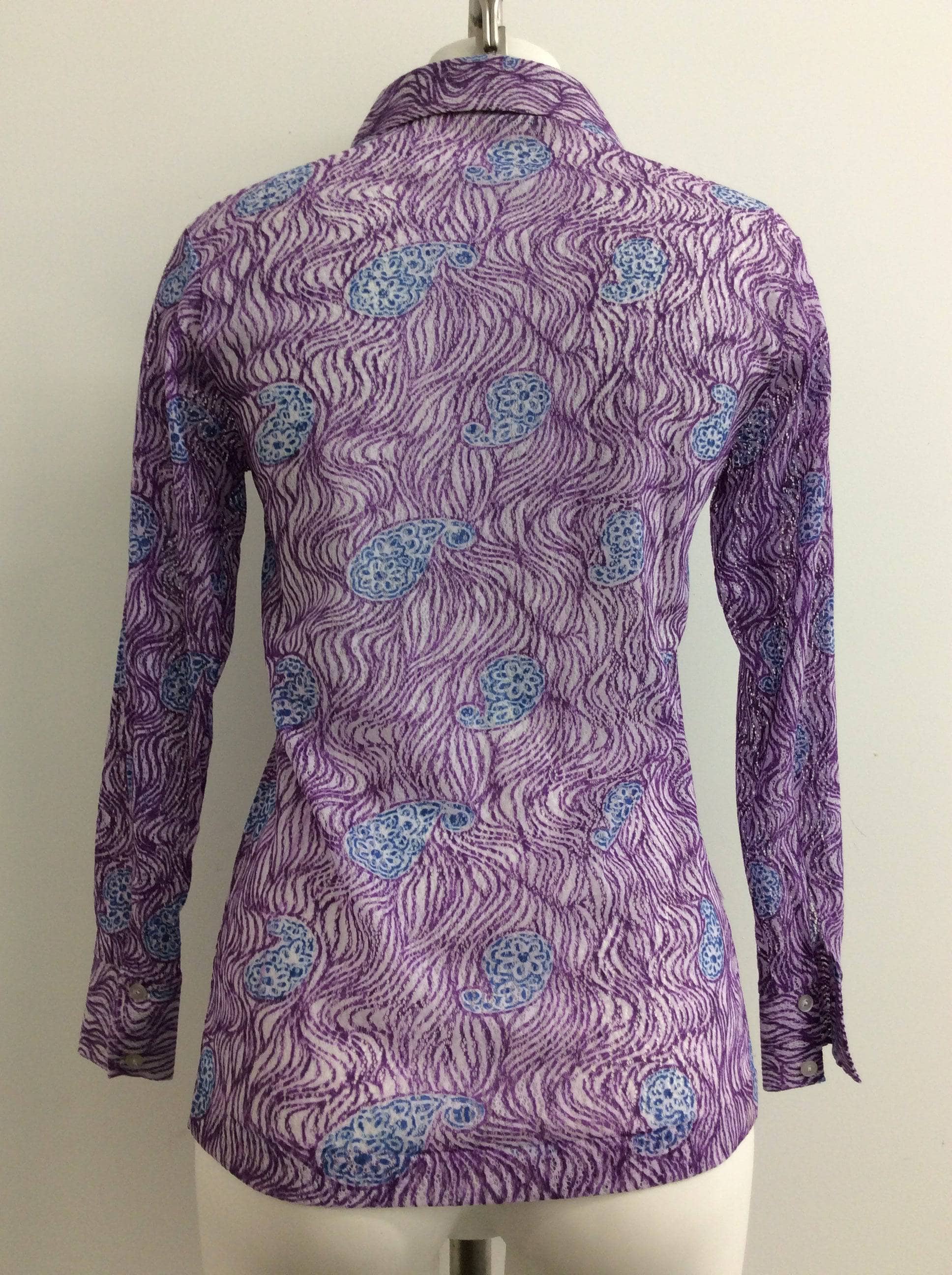 1970s Dead stock Popover Paisley Pattern Blouse S/M - Image 3