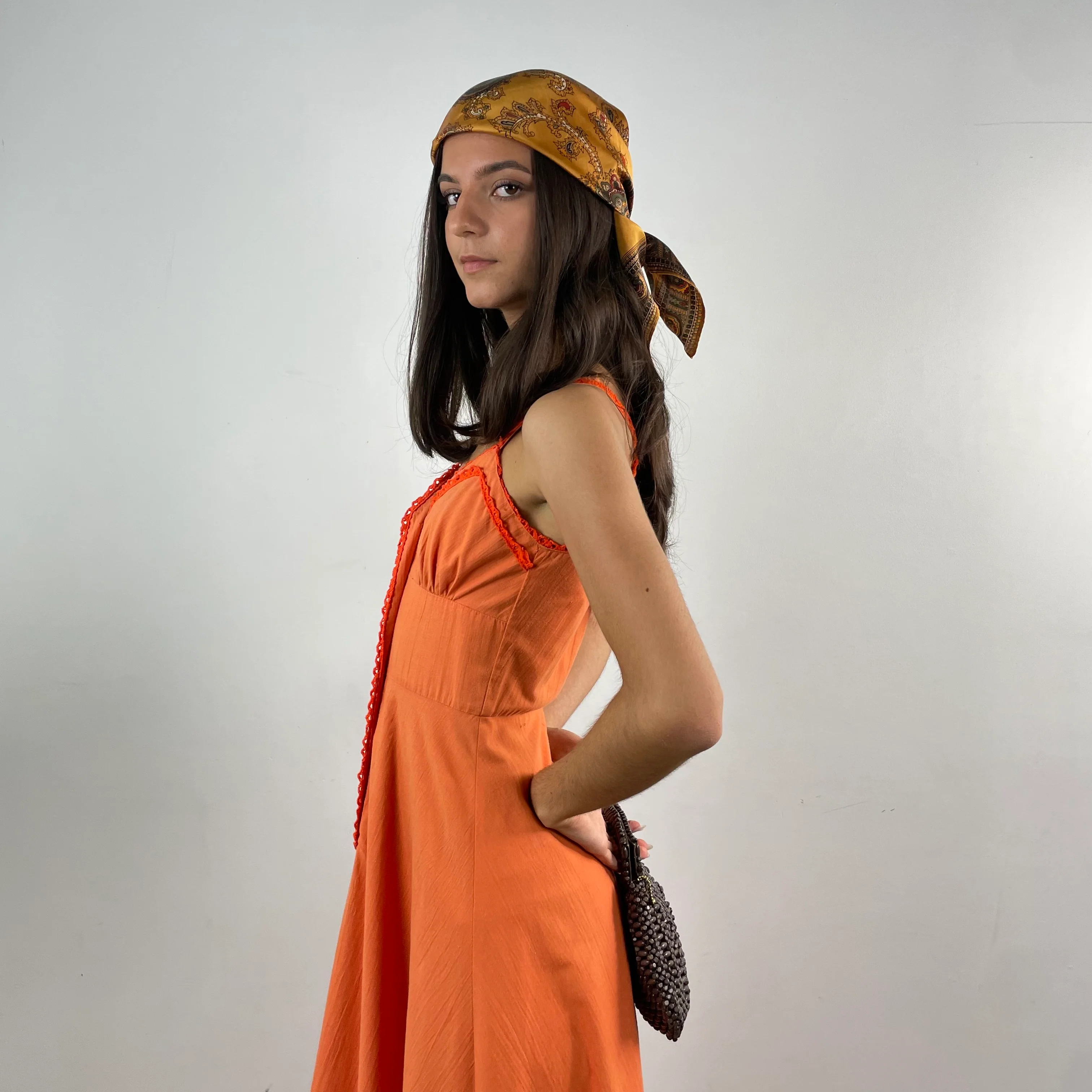 1970s Flared Cotton Maxi Dress Extra Small/Small - Image 3