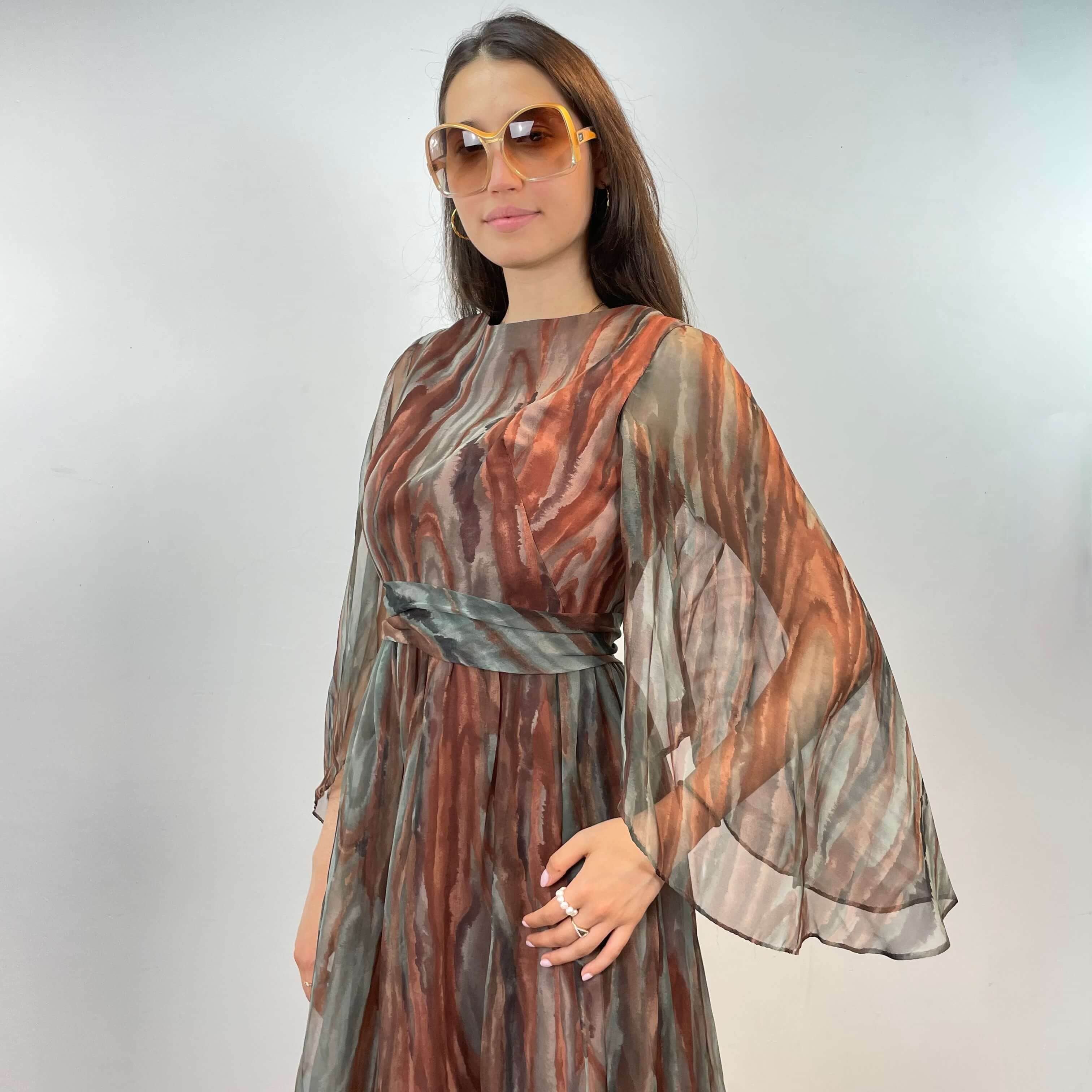 1970s Floor-Length Boho Chic Flowy Gown small/Medium - Image 3