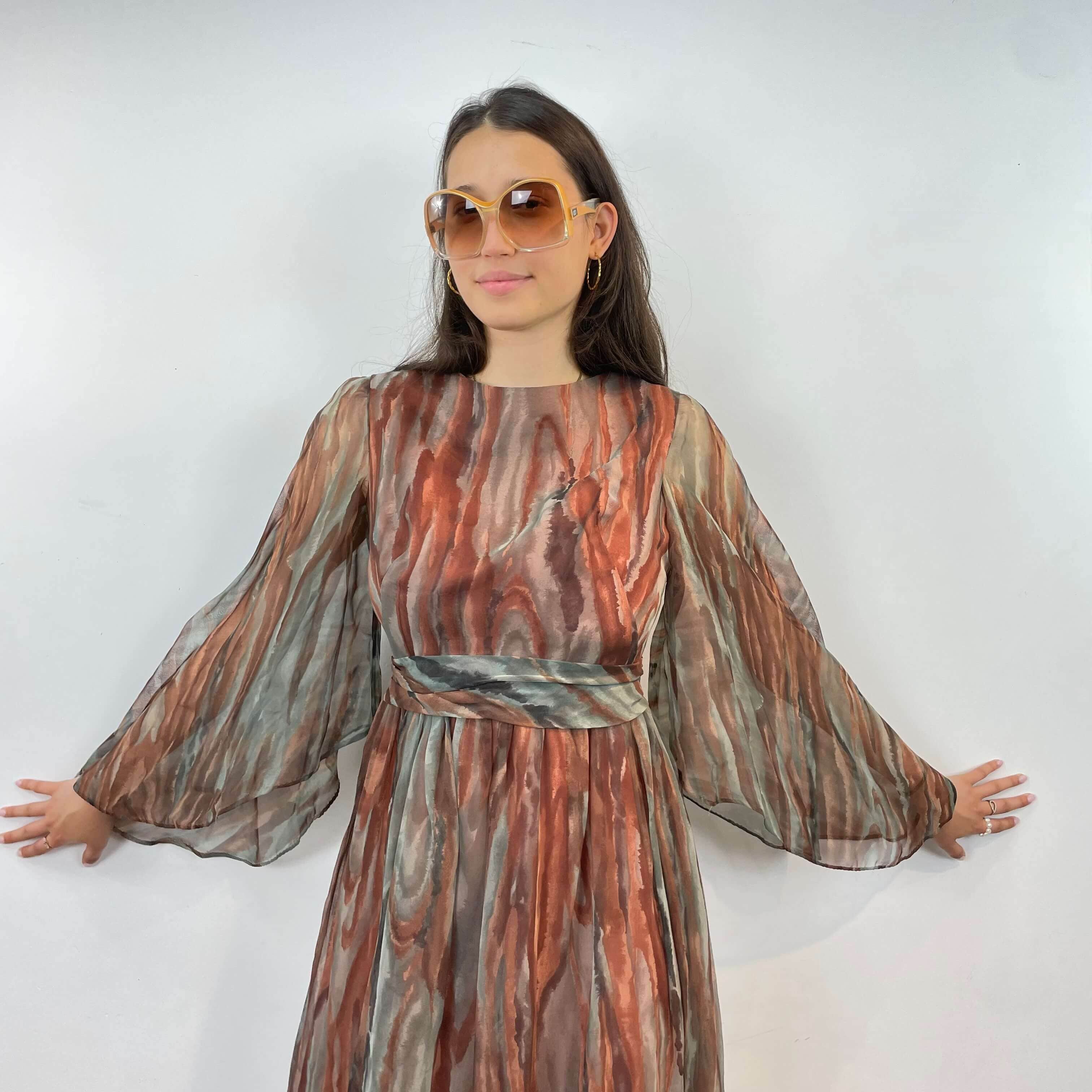 1970s Floor-Length Boho Chic Flowy Gown small/Medium - Image 4