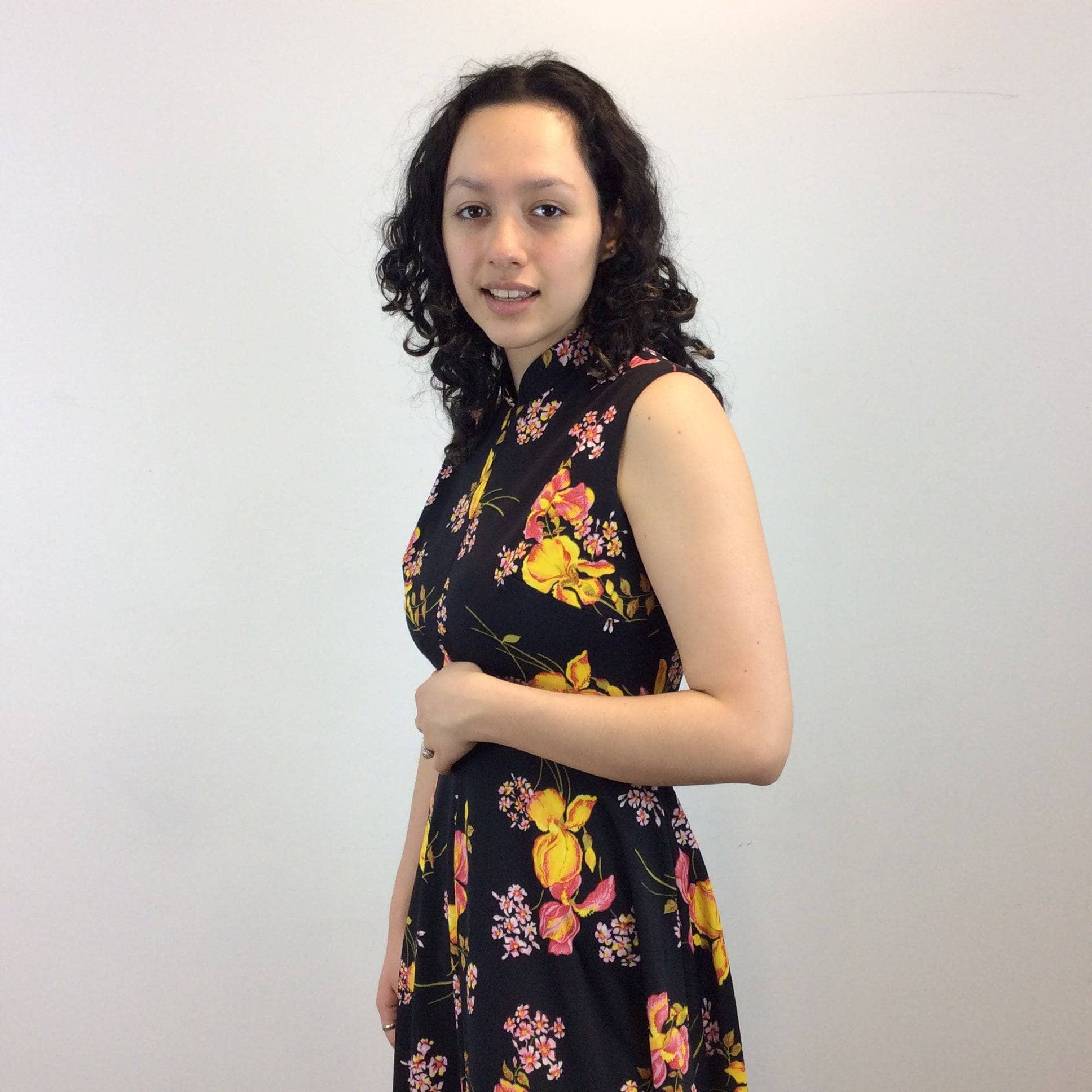 1970s Floral Print Fit and Flare Maxi Dress Medium - Image 3