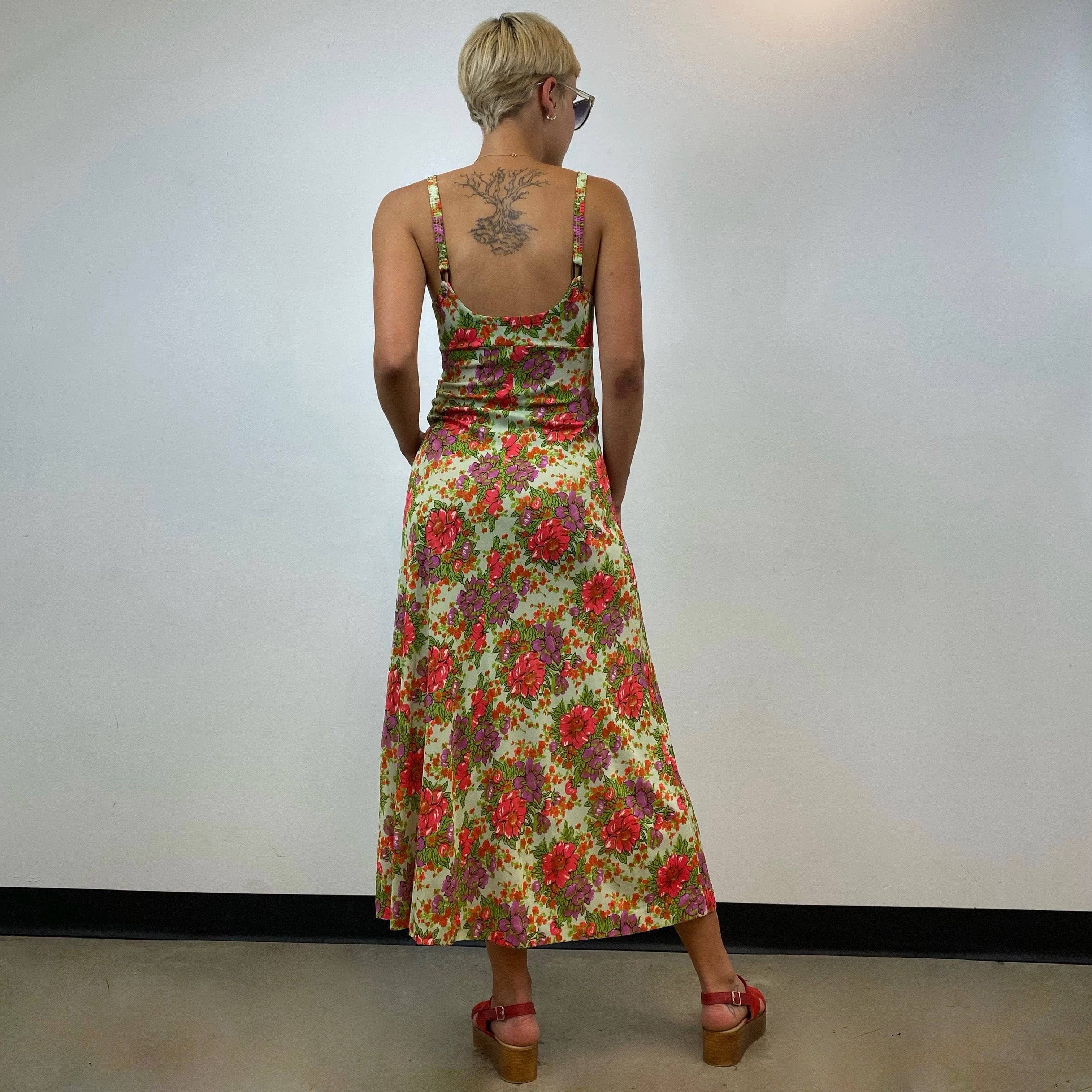 1970s Floral Print Maxi Summer Dress S - Image 3
