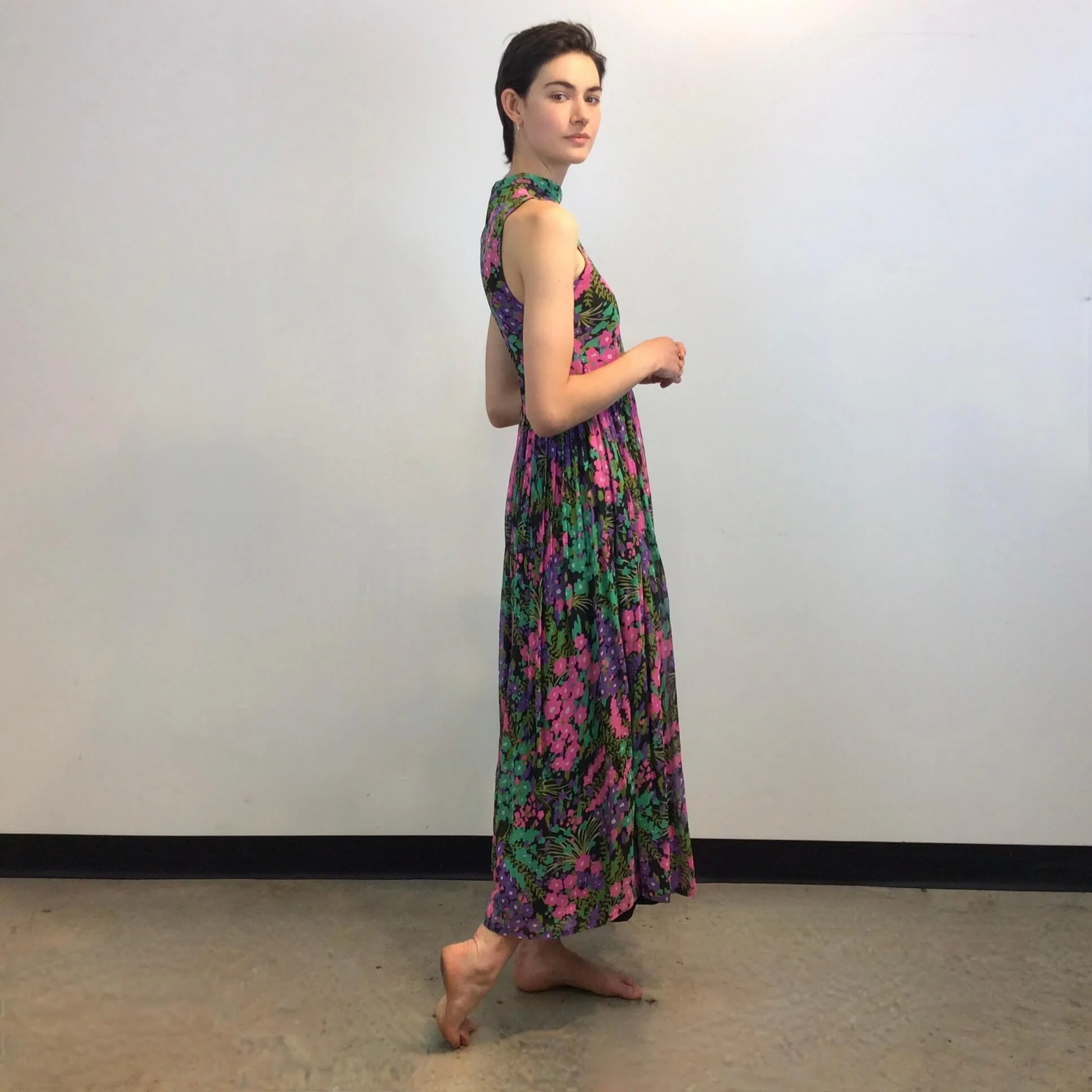 1970s Floral Print Wide Leg Jumpsuit Small - Image 3