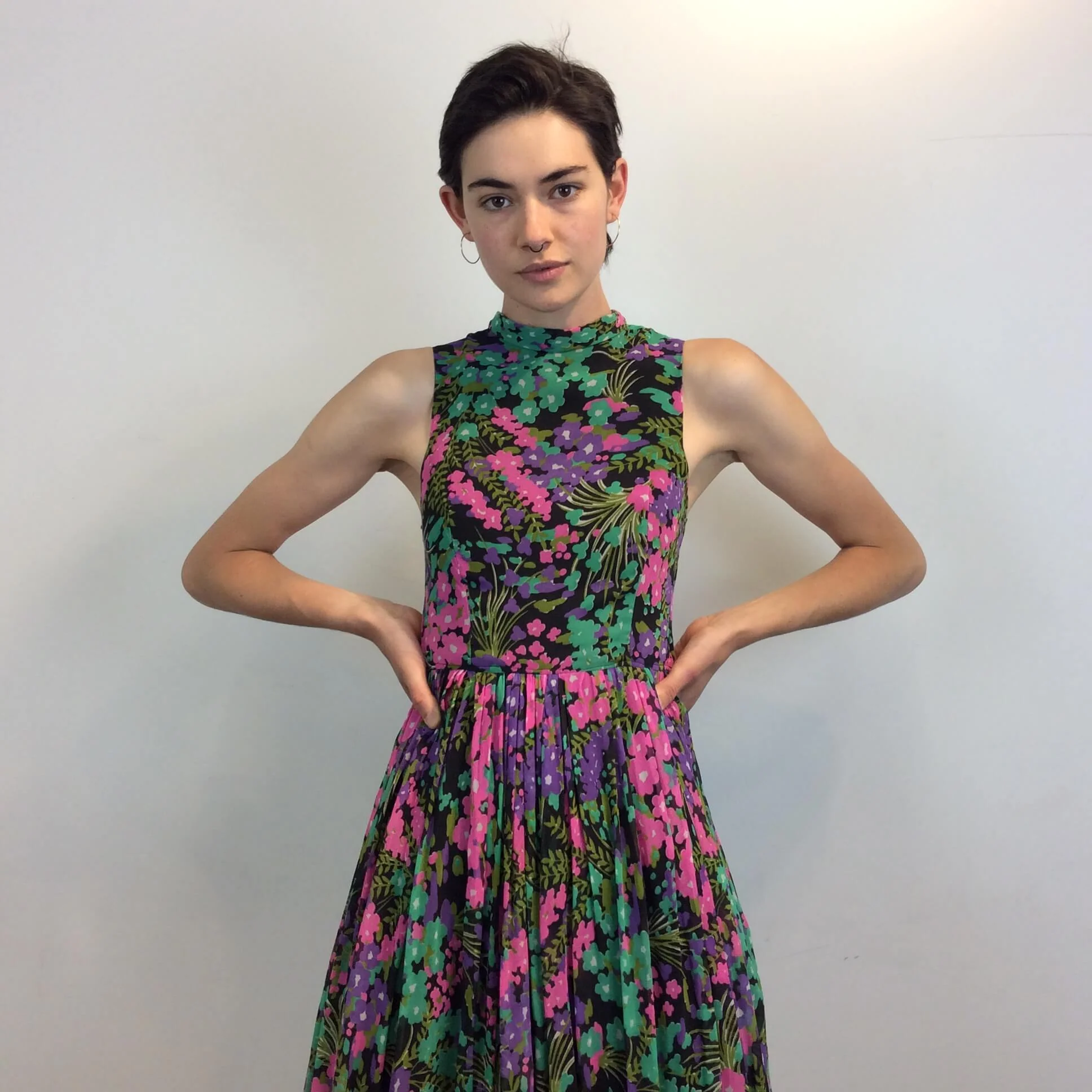 1970s Floral Print Wide Leg Jumpsuit Small - Image 5