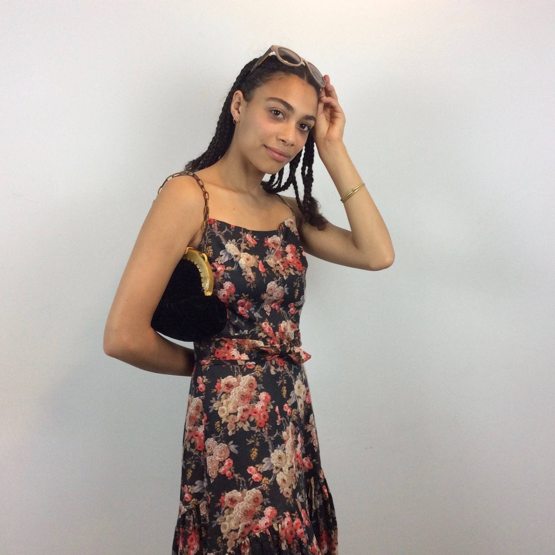 1970s Jean Jourdan Paris Floral Ruffle Midi Dress S - Image 5