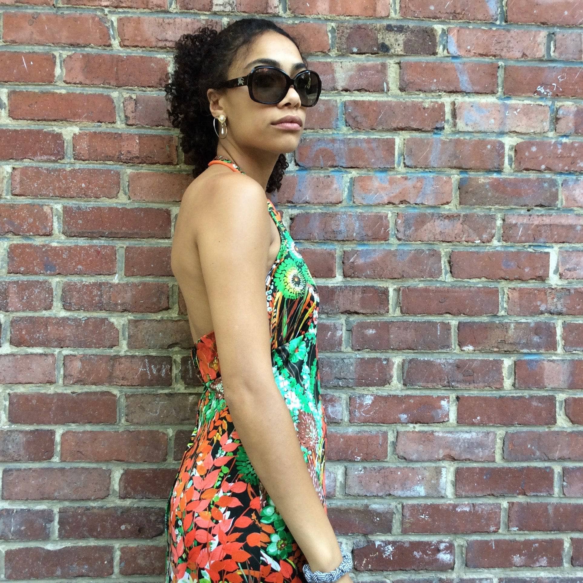 1970s Flower Print Halter Top Maxi Dress Small/Medium - Image 6