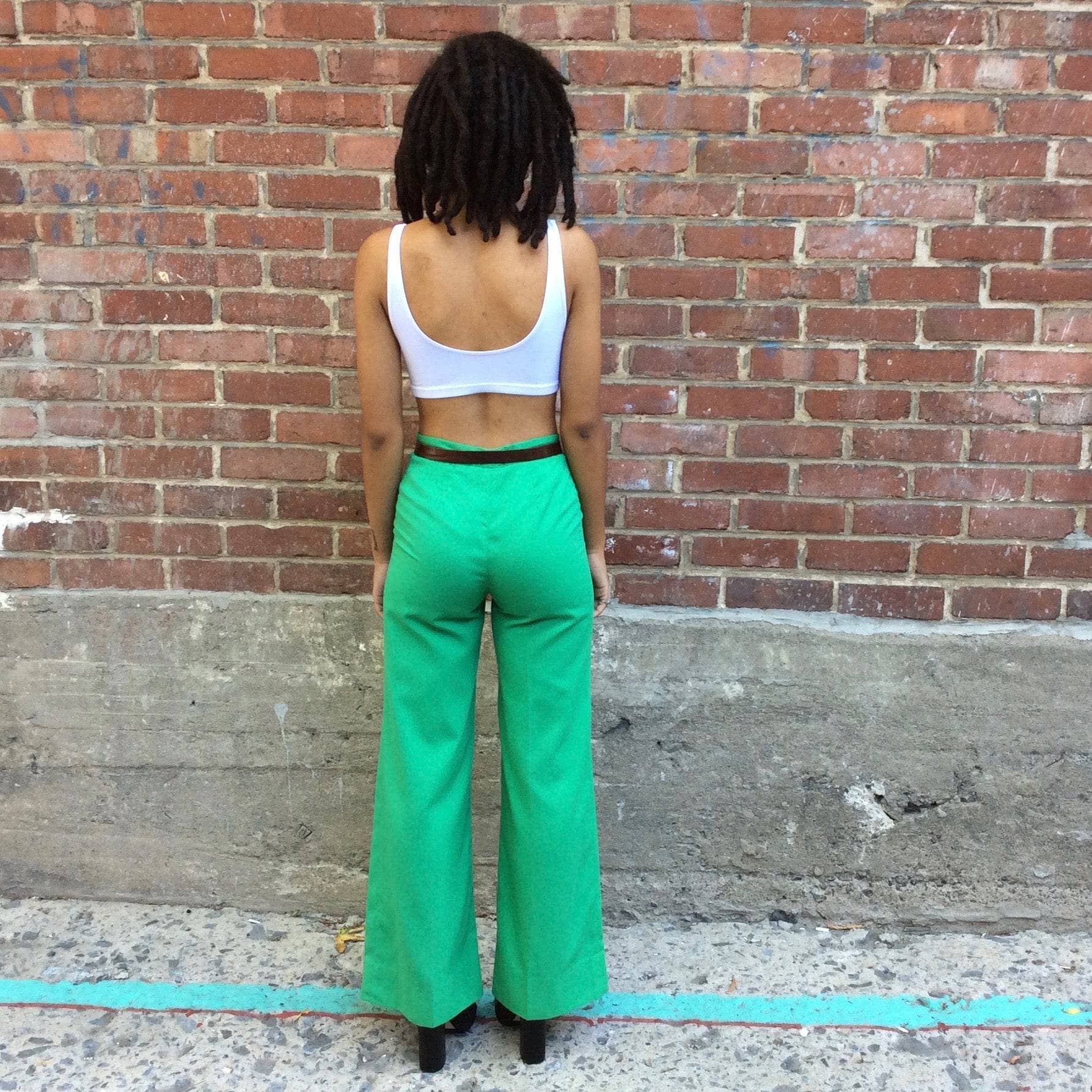 1970s Green High Waisted Flared Pants Extra-small/Small - Image 2