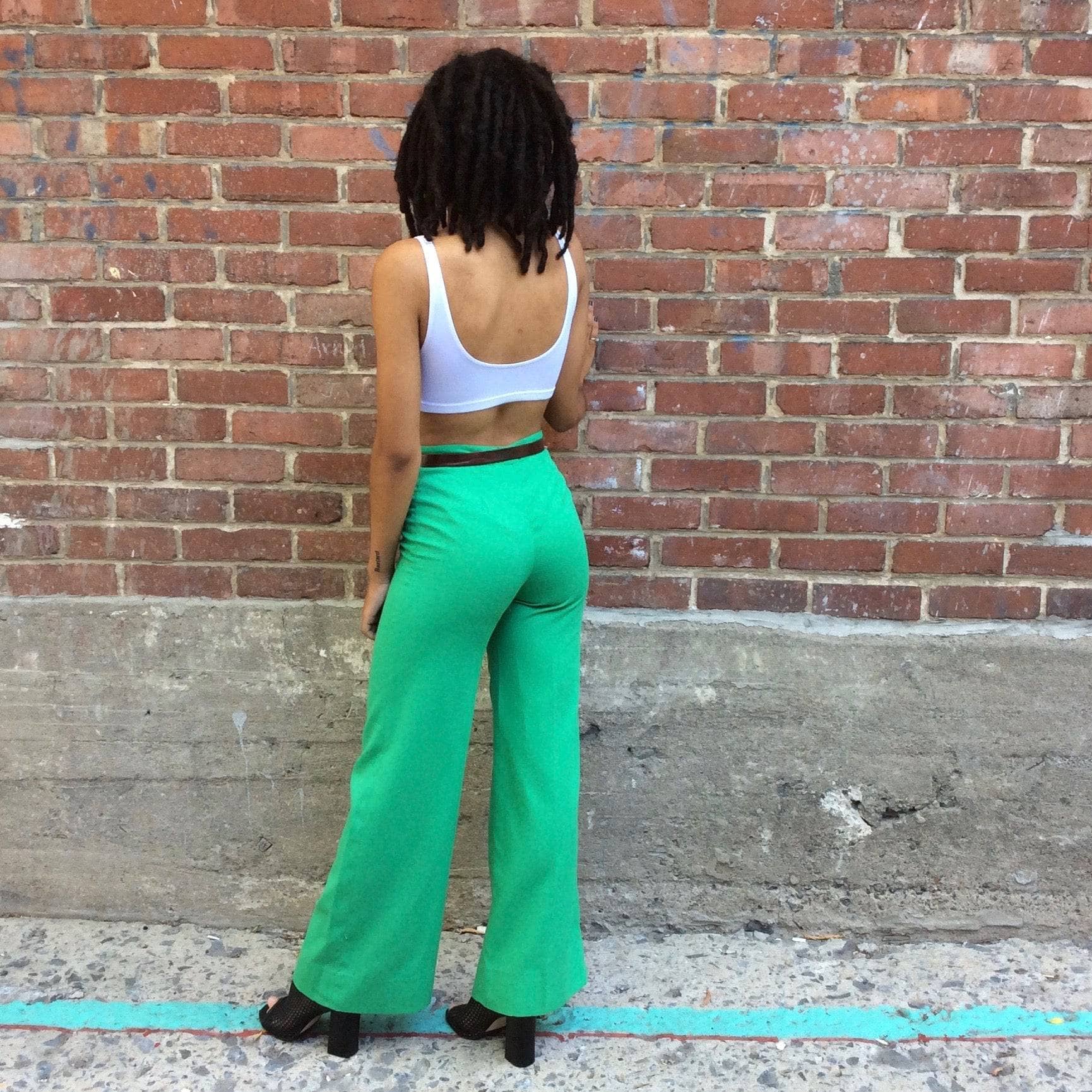 1970s Green High Waisted Flared Pants Extra-small/Small - Image 7