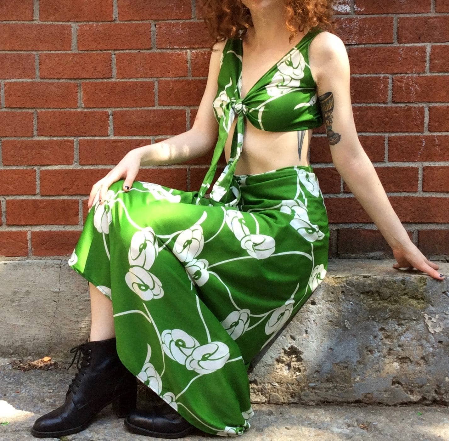 1970s Green Skirt and Two Top Three Piece Set S/M - Image 6