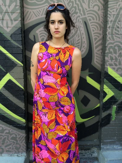 1970s Hawaiian Bold Print Cotton Maxi Dress Small - Image 5