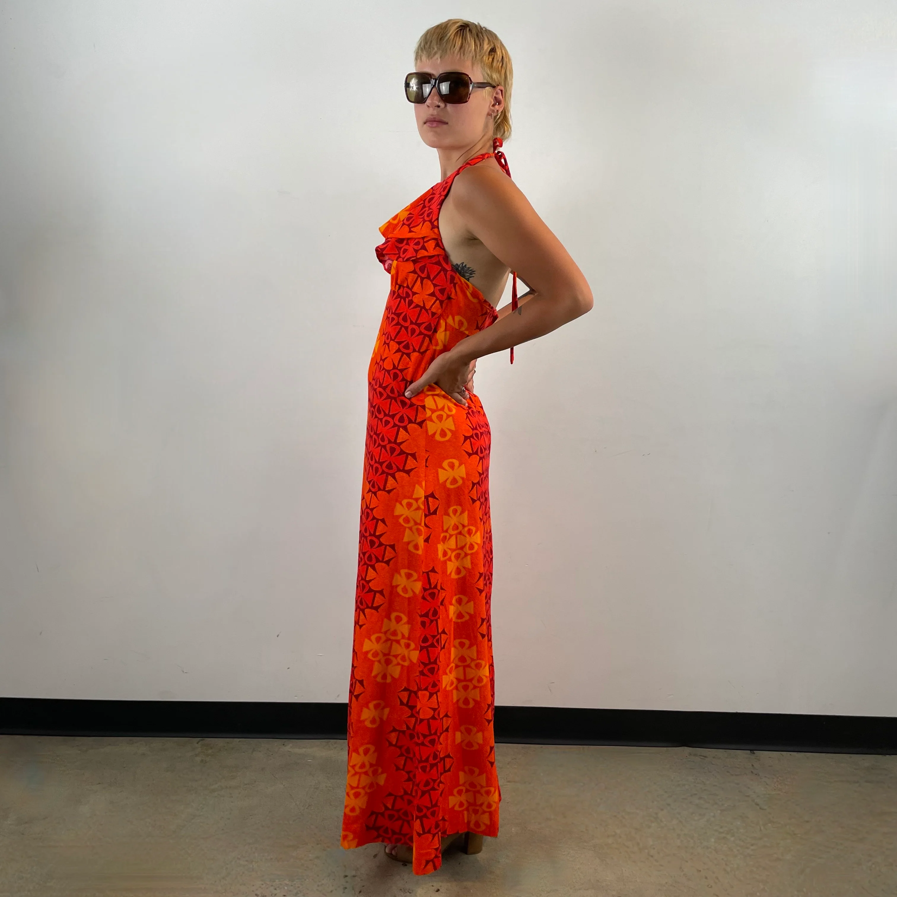 1970s Hawaiian Halter Maxi Dress Small - Image 3