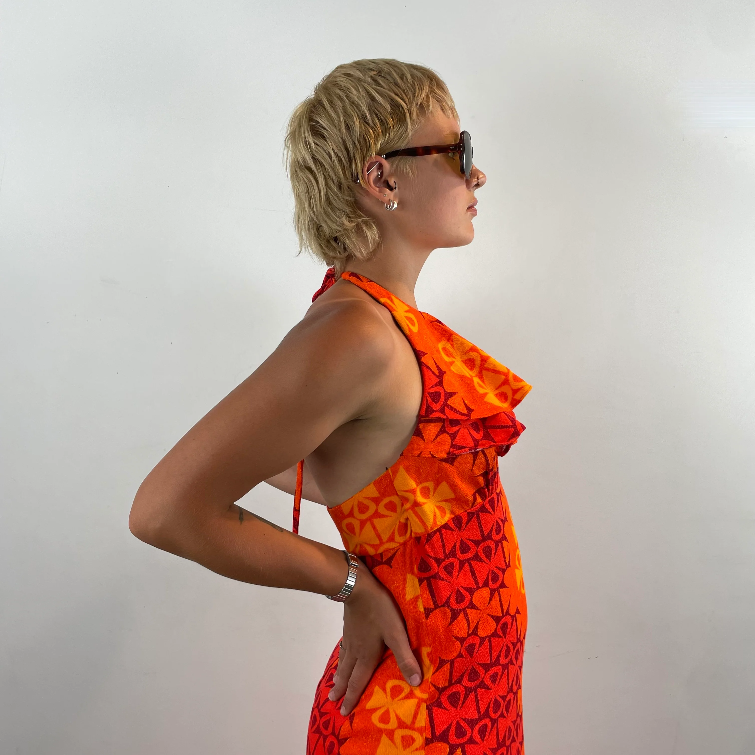 1970s Hawaiian Halter Maxi Dress Small - Image 4