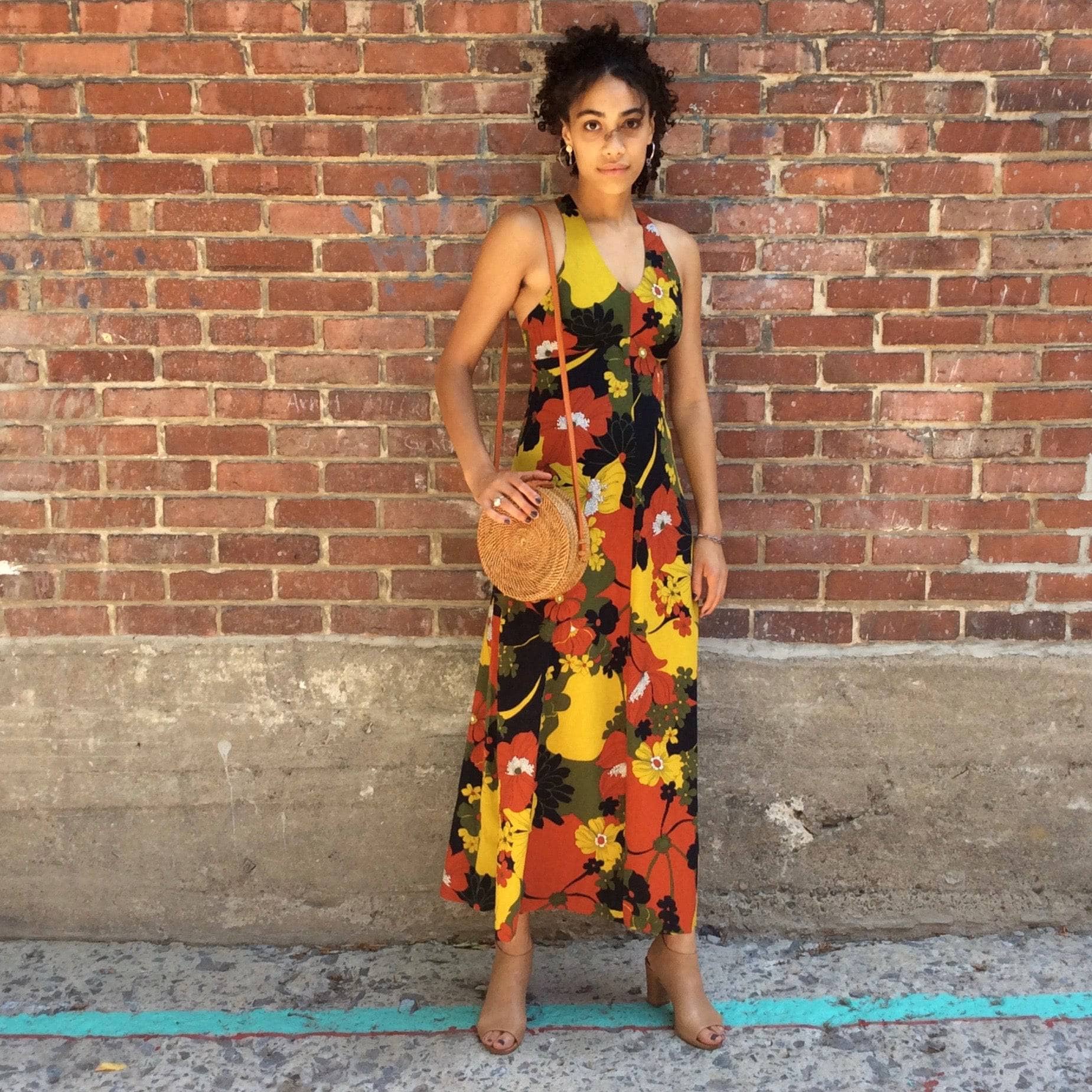 1970s Hawaiian Halter Top Maxi Dress Small - Image 3