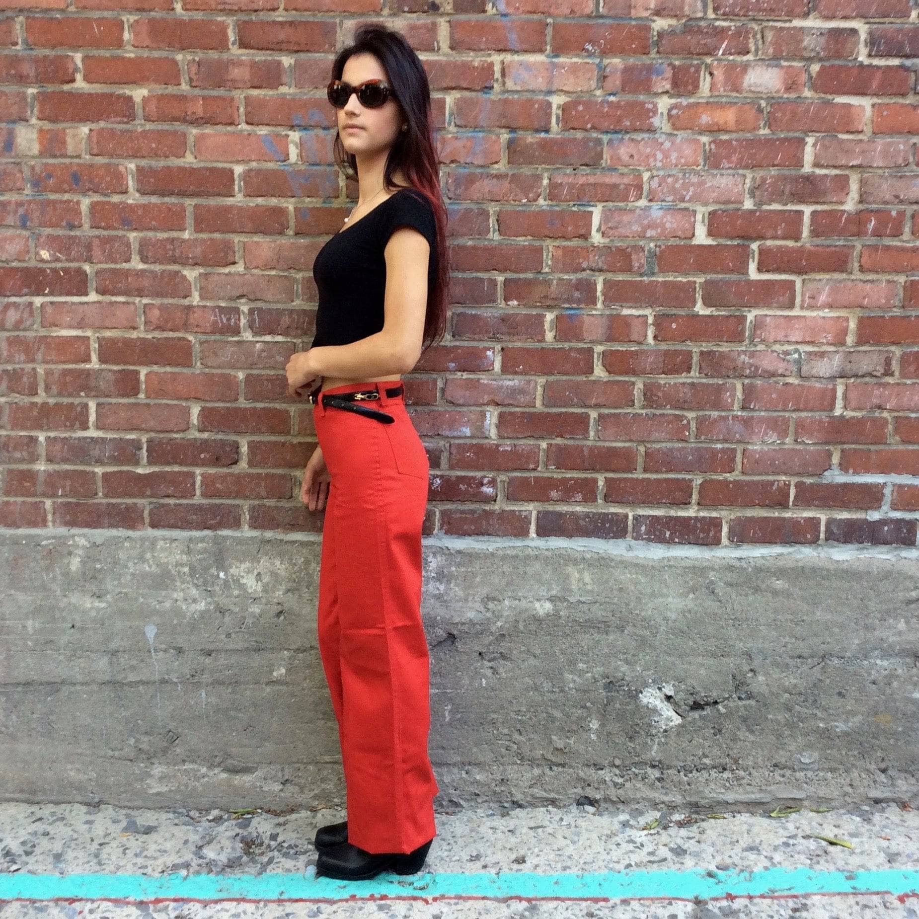 1970s High-Waisted Red Jeans Extra-Small - Image 3