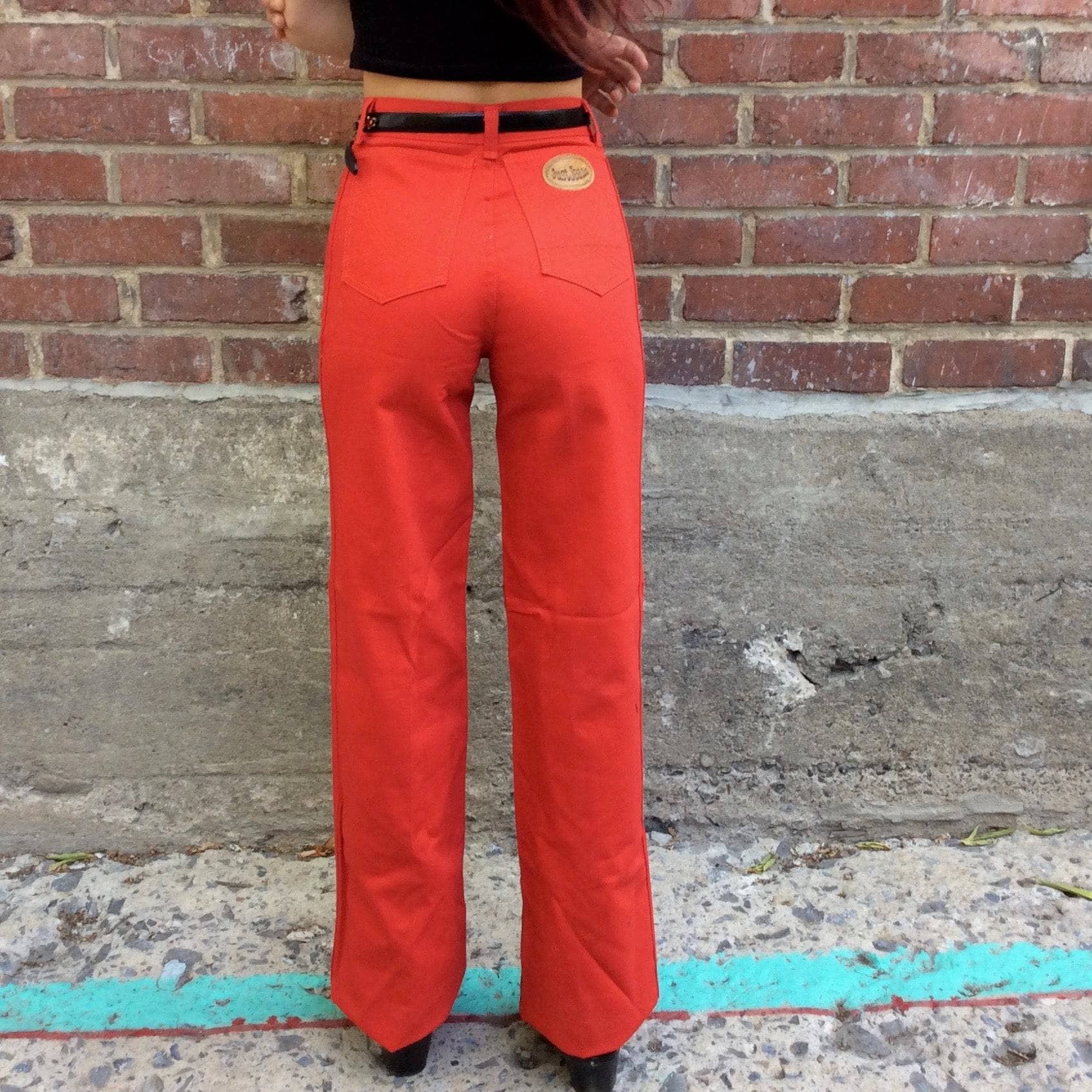 1970s High-Waisted Red Jeans Extra-Small - Image 5
