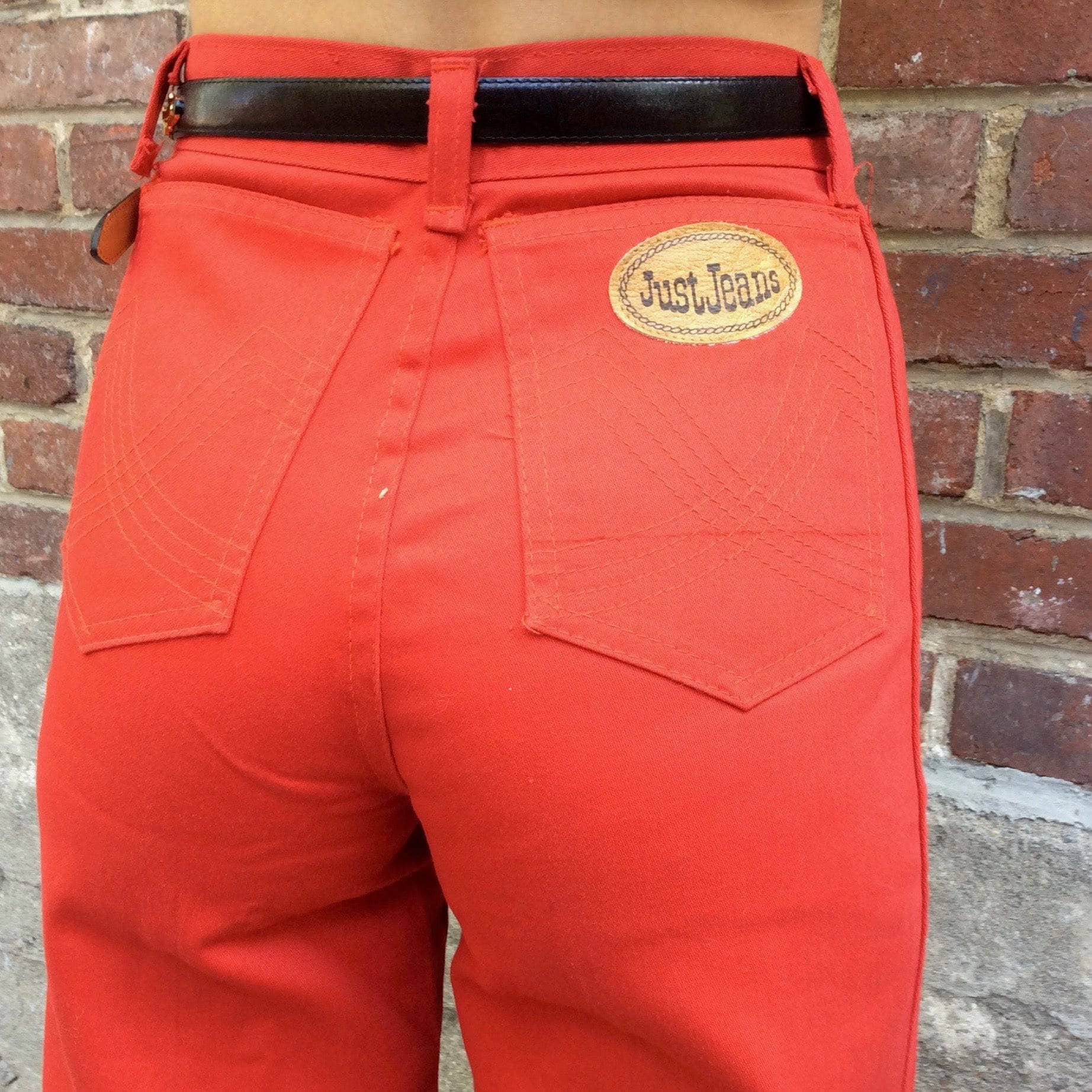 1970s High-Waisted Red Jeans Extra-Small - Image 6