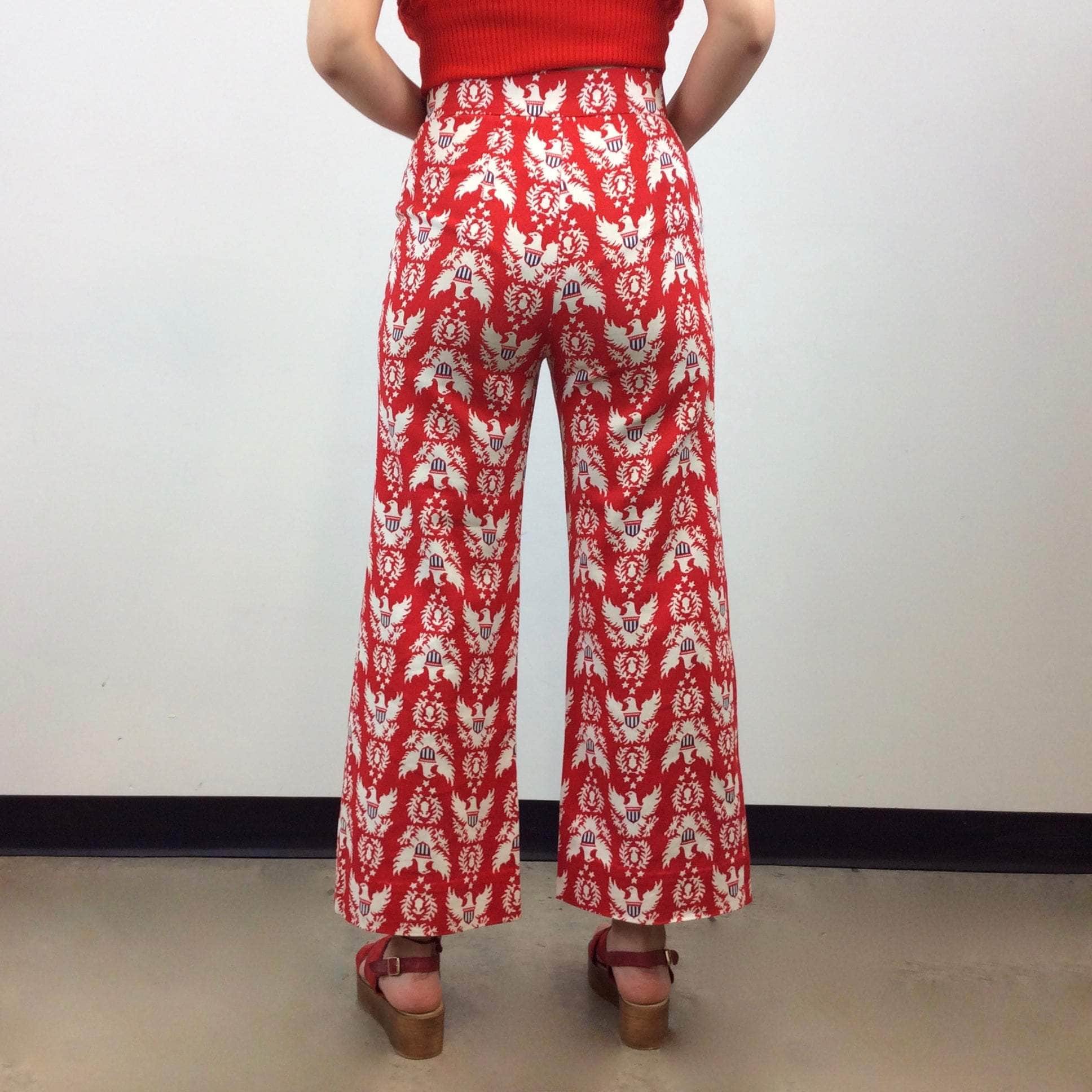 1970s High Waisted Wide Leg Bold Print Pants Small / Medium - Image 2