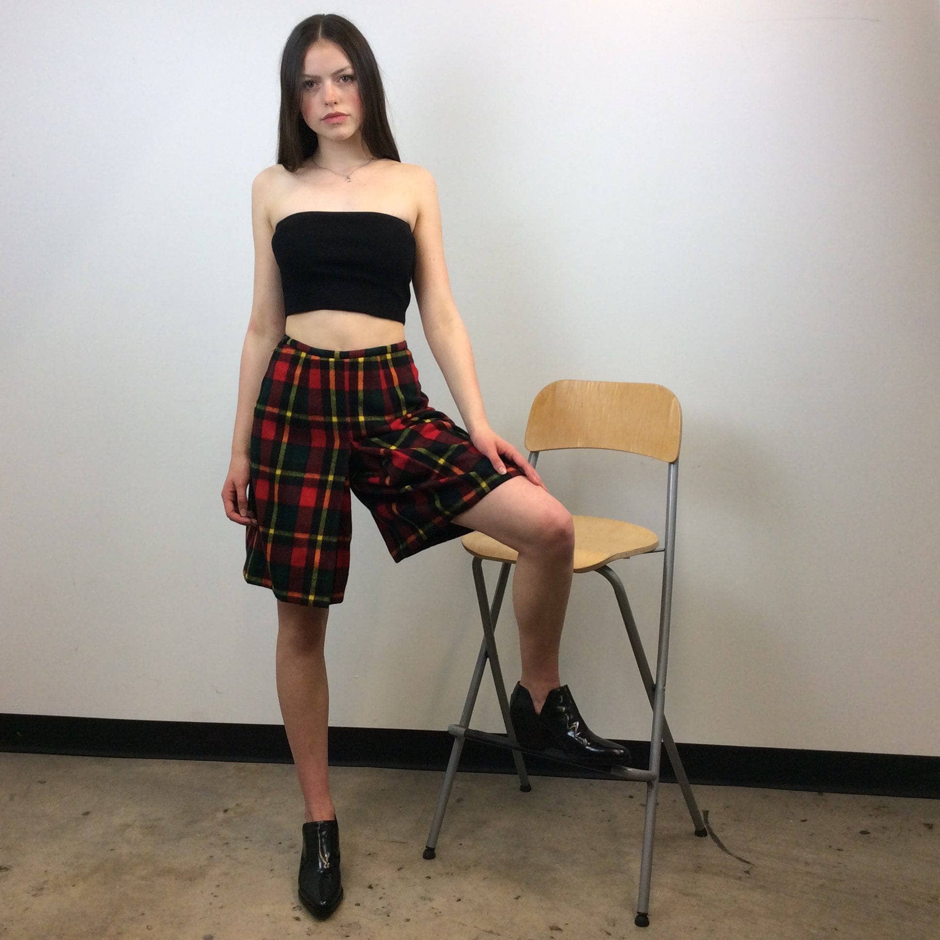 1970s High-Waisted Wool Plaid Skort Small - Image 5