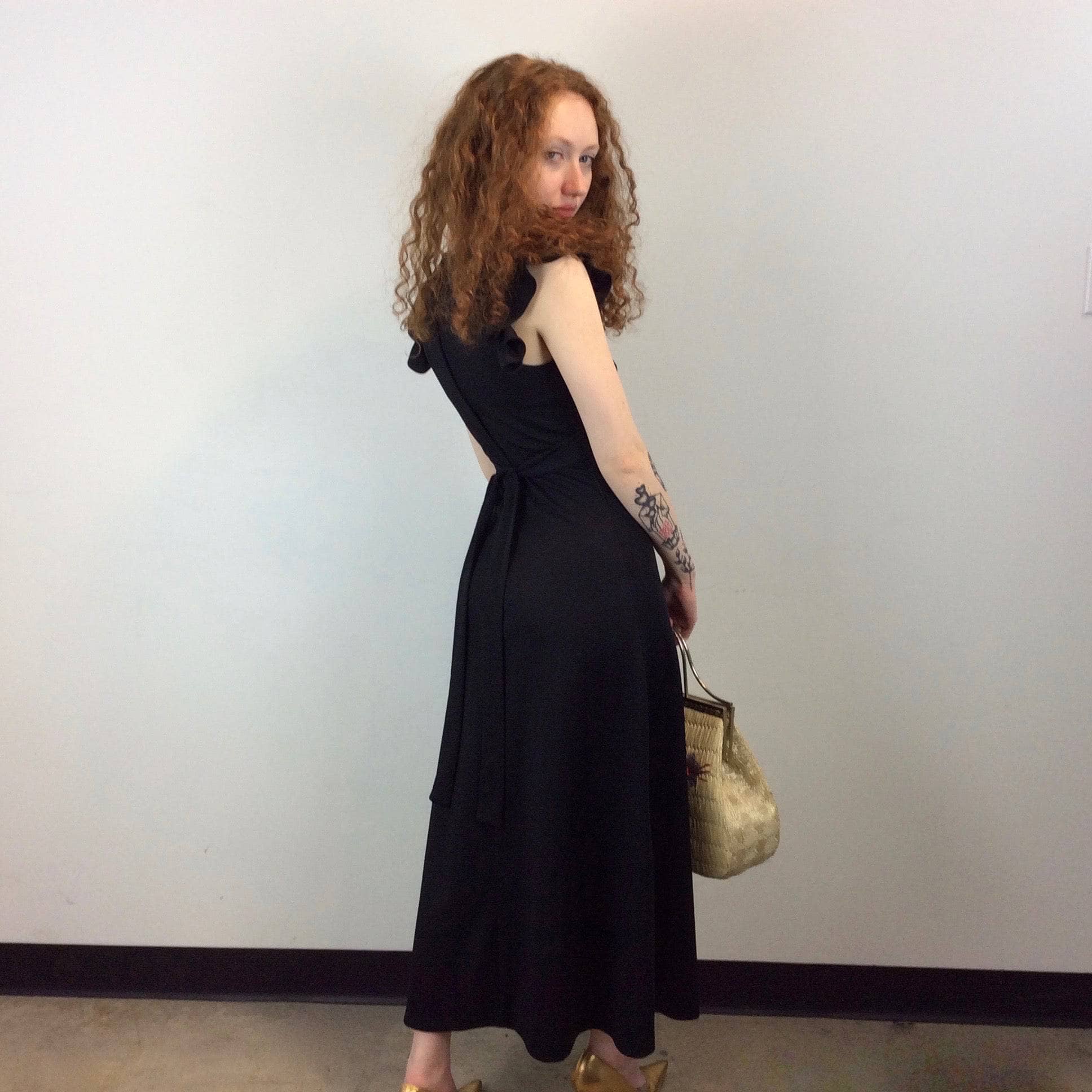 1970s Joseph Ribkoff Black Polyester Maxi Dress Small - Image 4