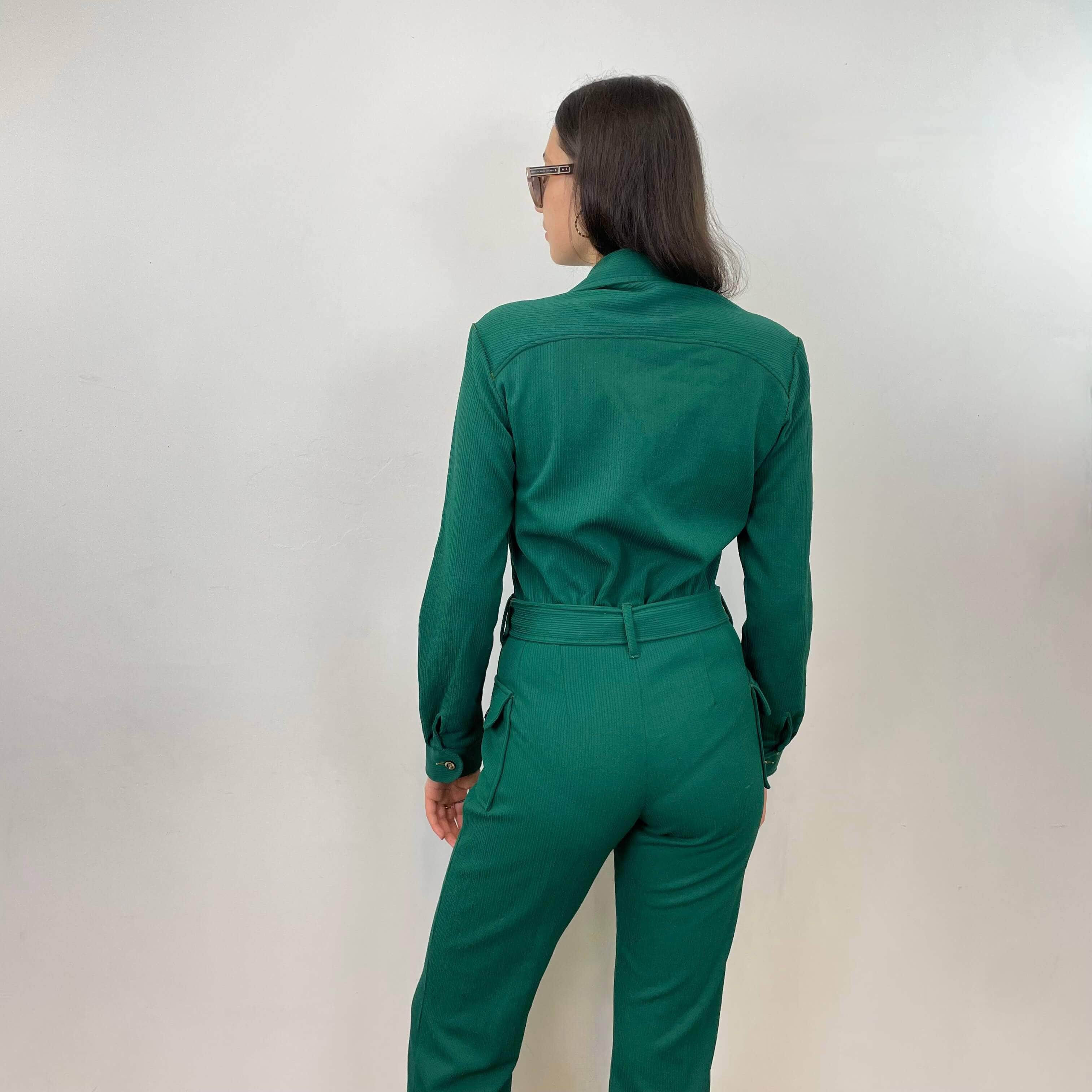 1970s Long Sleeve Green Jumpsuit Medium - Image 6