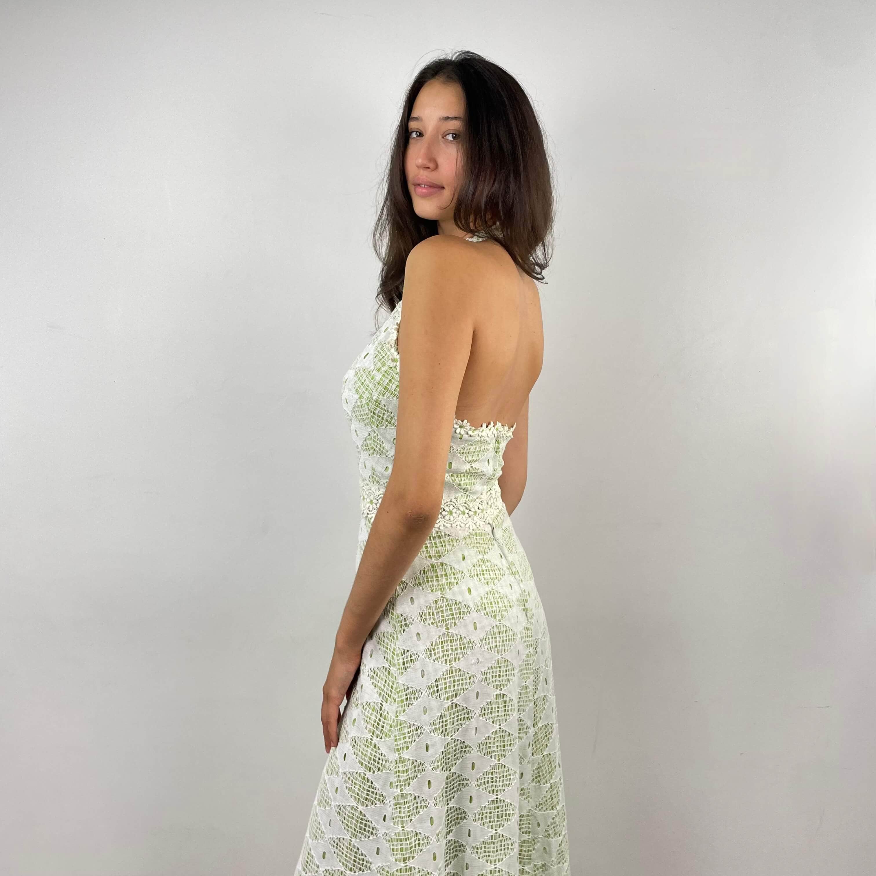 1970's Mesh Halter Top Maxi Dress Small