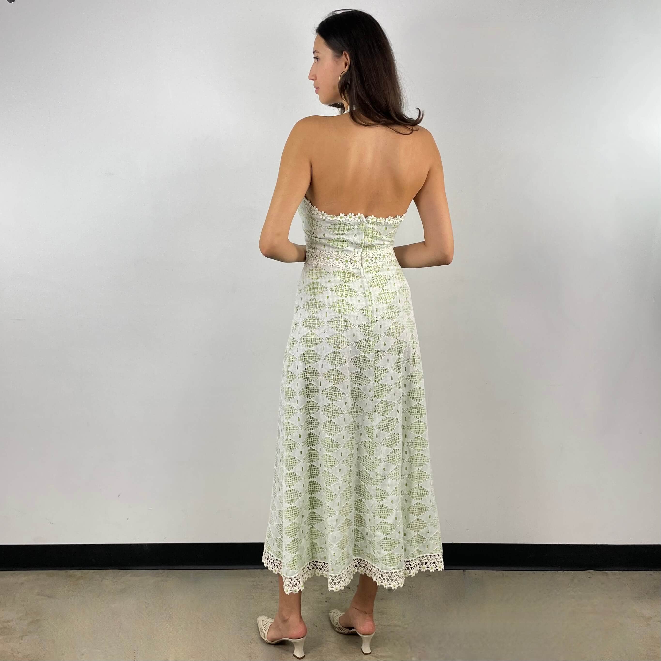 1970's Mesh Halter Top Maxi Dress Small - Image 4