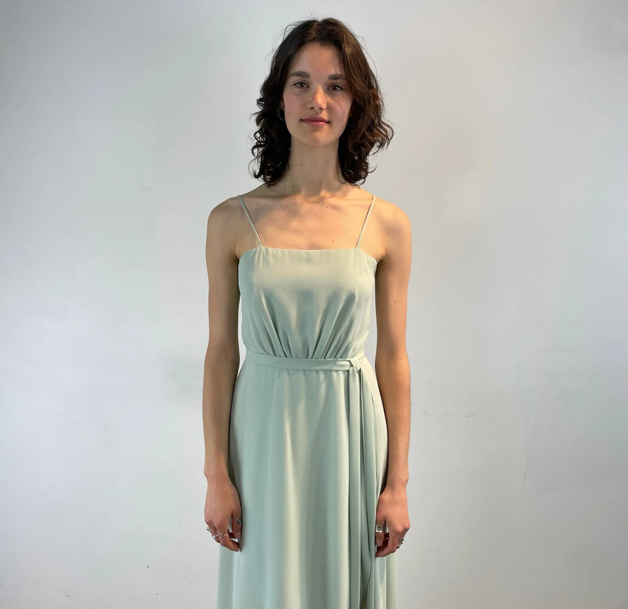 1970s Mint Green Sleeveless Maxi Gown Small