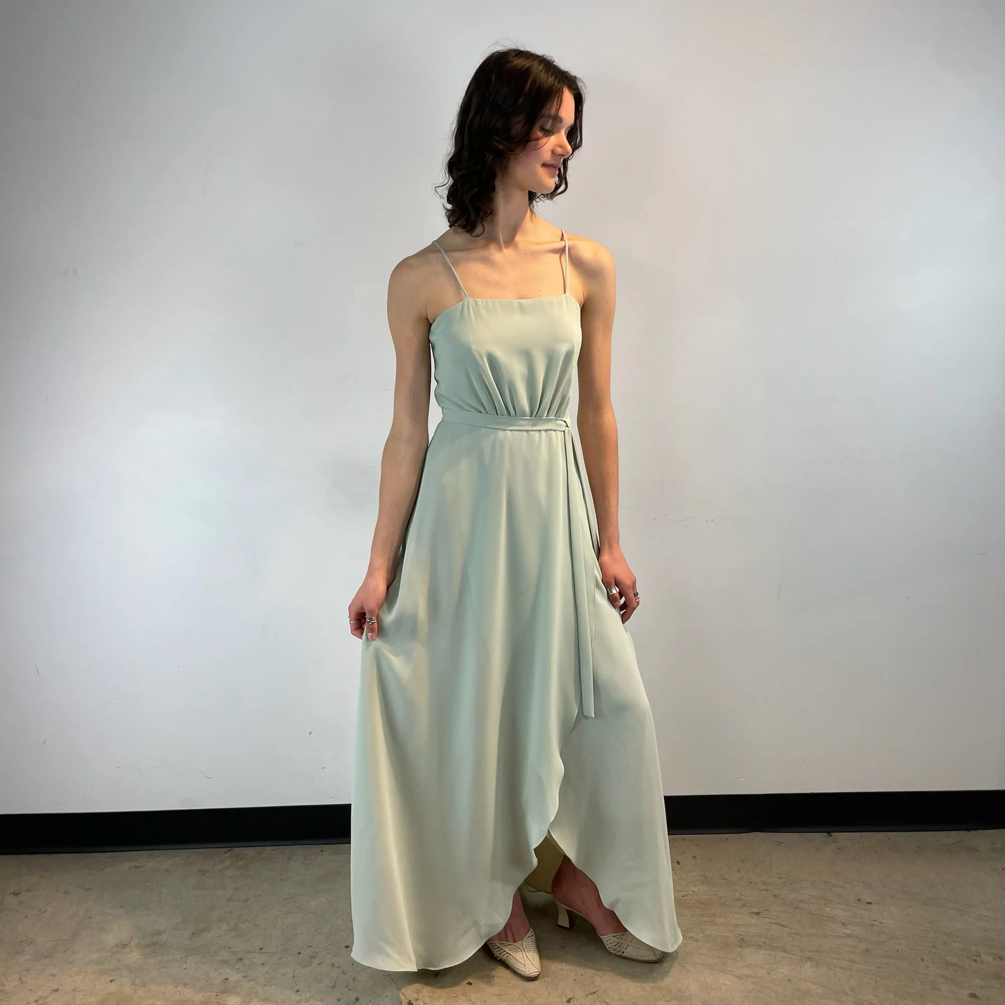 1970s Mint Green Sleeveless Maxi Gown Small - Image 2