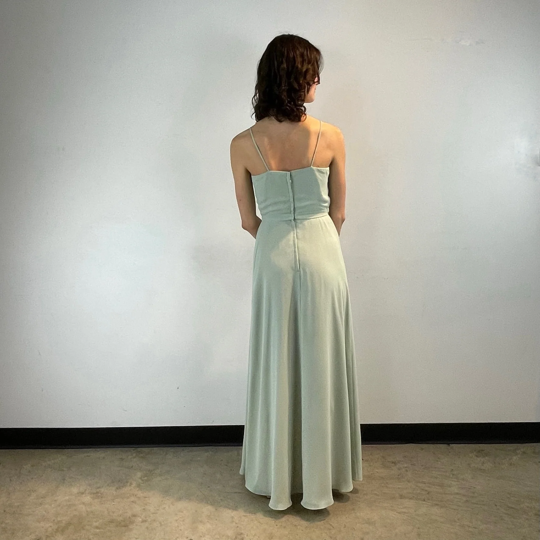 1970s Mint Green Sleeveless Maxi Gown Small - Image 4