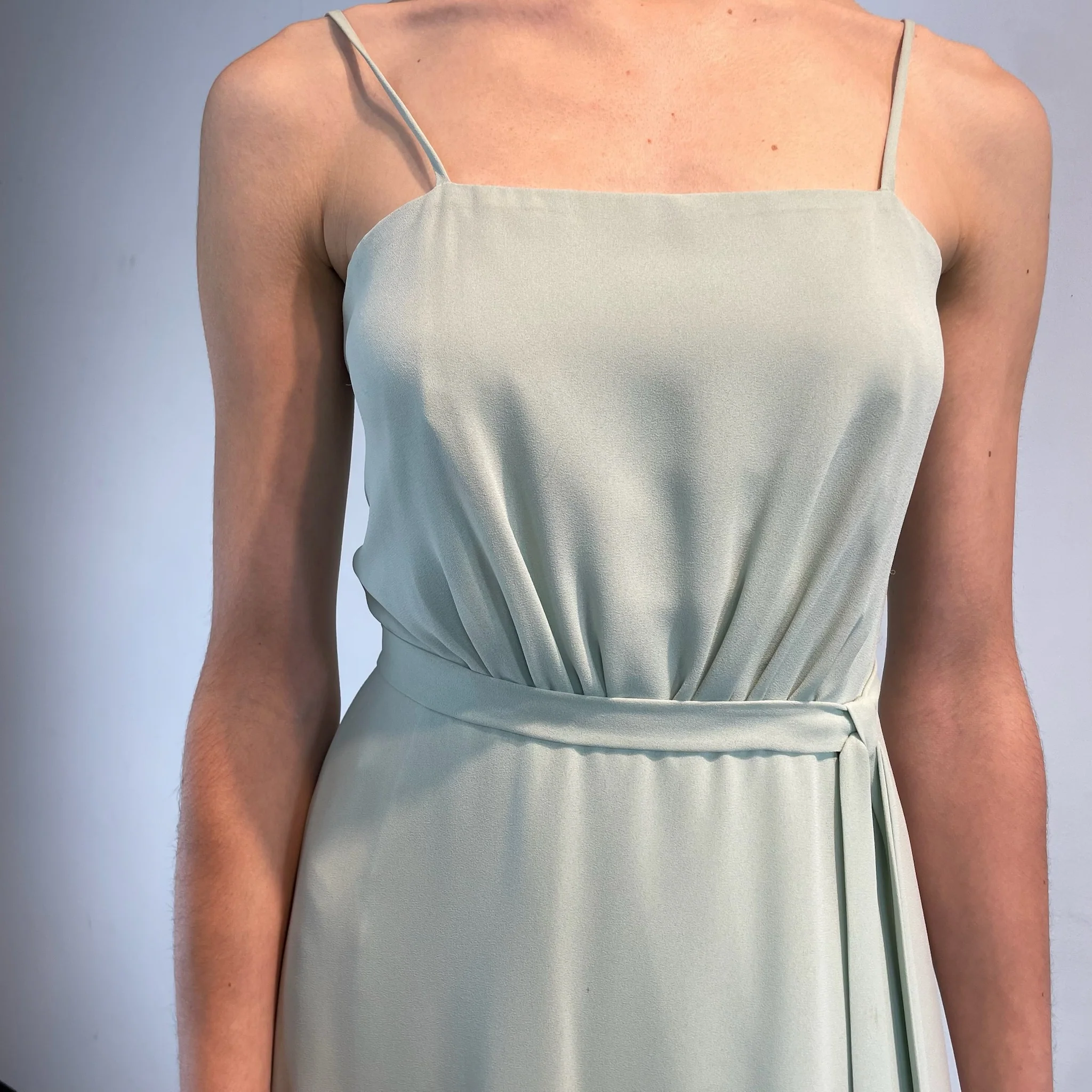 1970s Mint Green Sleeveless Maxi Gown Small - Image 5